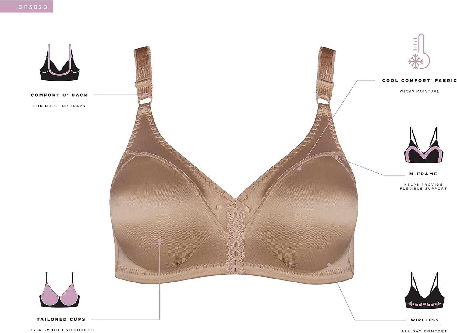 imageBali Womens Double Support Wireless Bra Comfortsoft Fullcoverage Wirefree Bra Df3820Blushing Pink