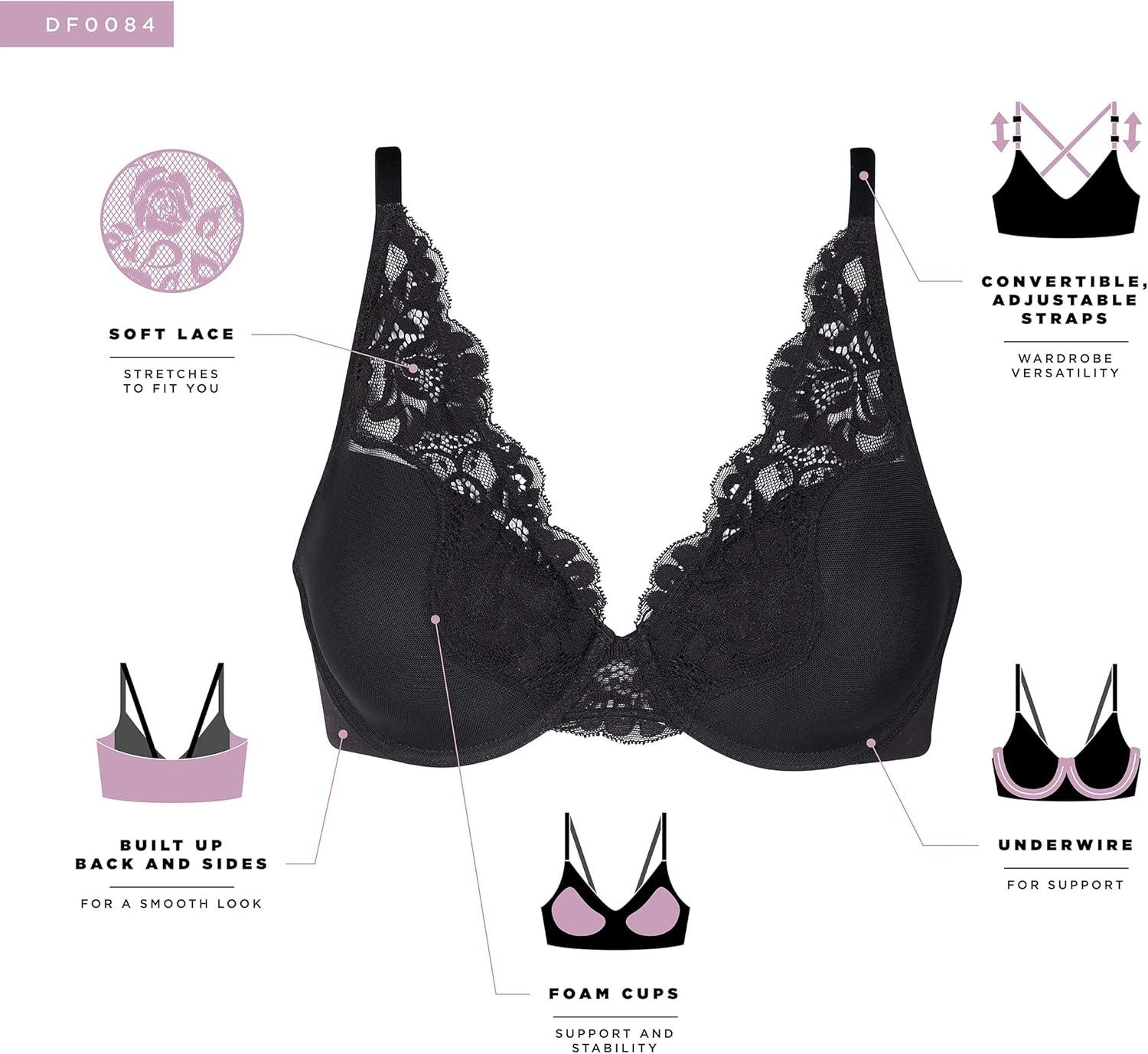 imageBali Womens Lace Underwire Bra One Smooth U Comfort Stretch FullCoverage Convertible BraScarlet Berry