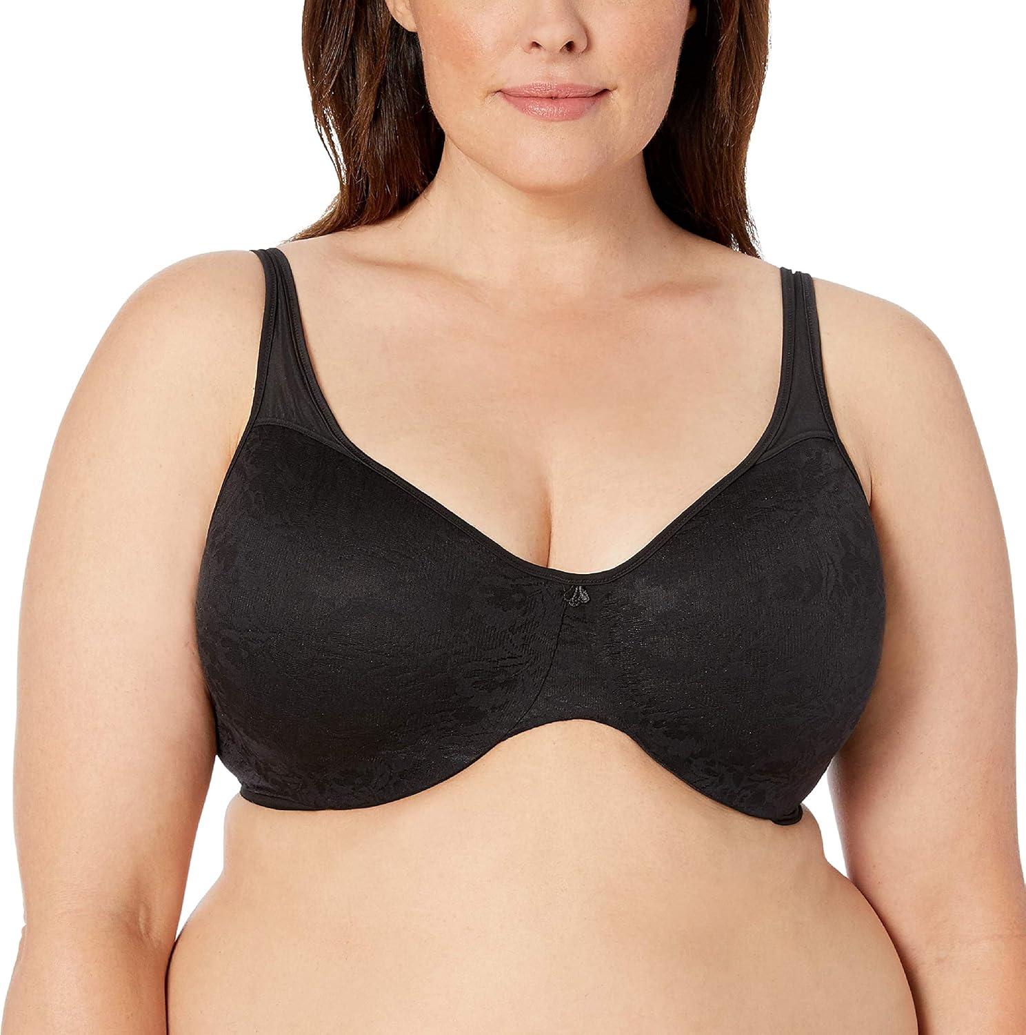 imageBali Womens Minimizer Bra Satin Tracings Underwire Bra Bustline Slimmer Full Coverage BraBlack Lace