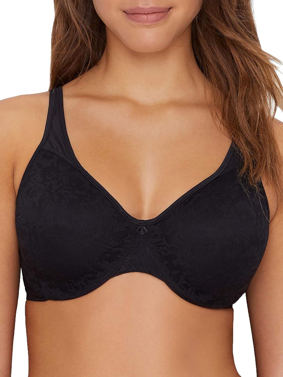 imageBali Womens Minimizer Bra Satin Tracings Underwire Bra Bustline Slimmer Full Coverage BraBlack Lace