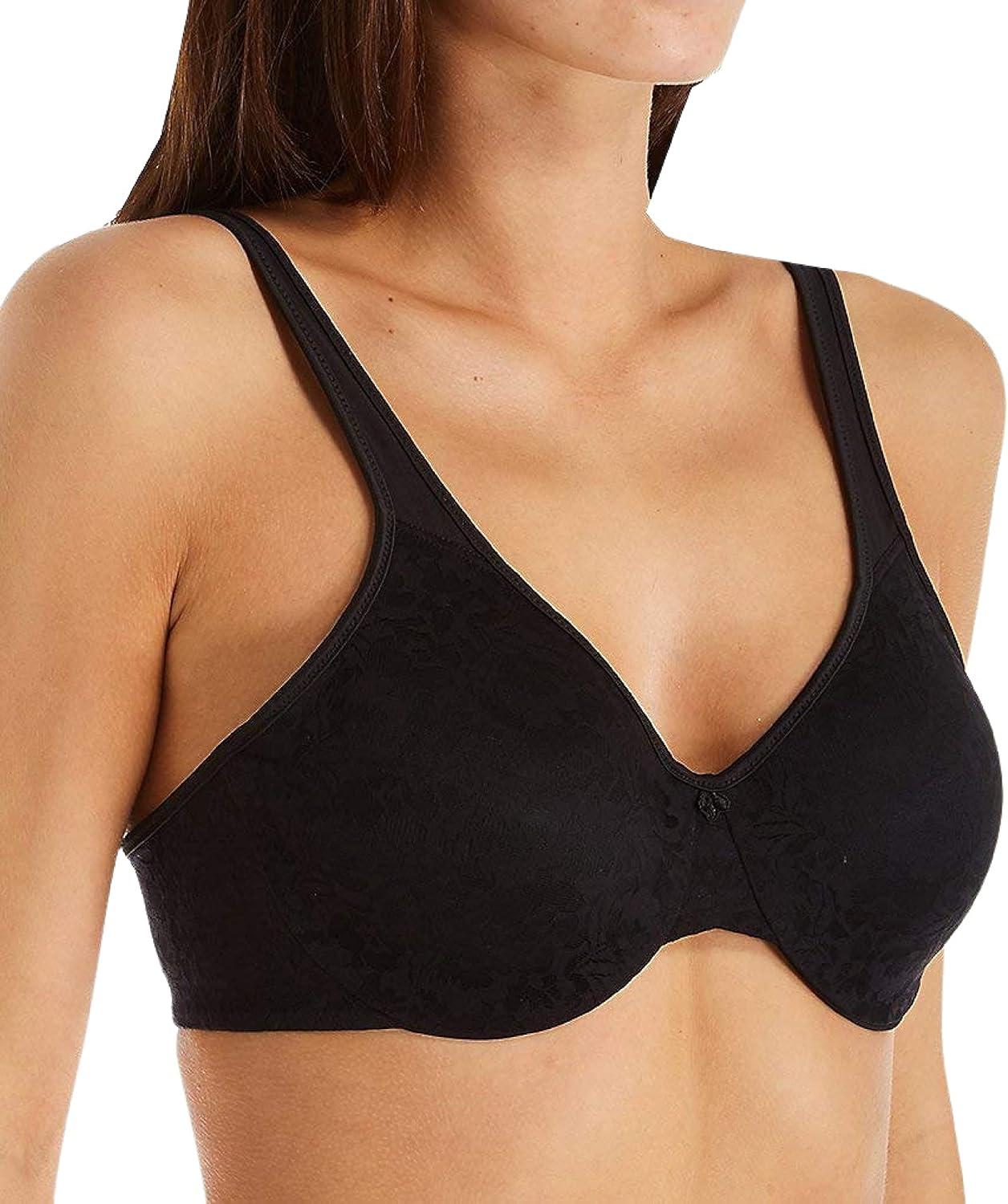 imageBali Womens Minimizer Bra Satin Tracings Underwire Bra Bustline Slimmer Full Coverage BraBlack Lace