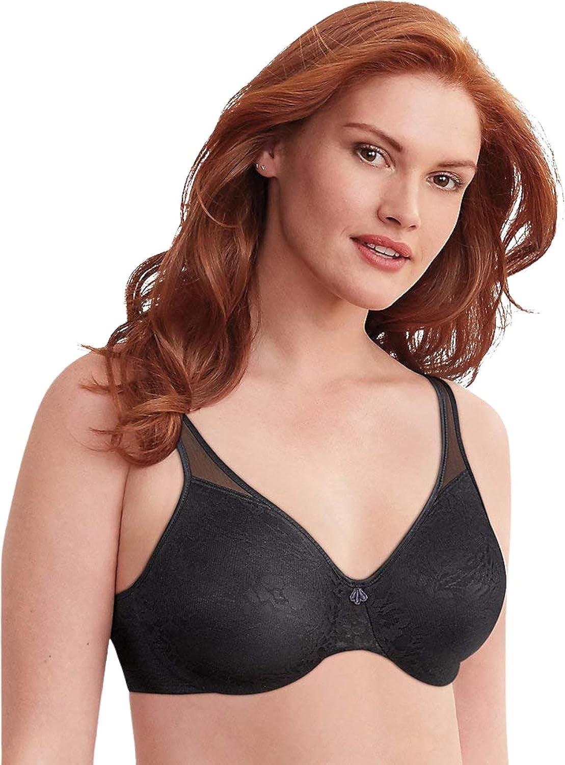 imageBali Womens Minimizer Bra Satin Tracings Underwire Bra Bustline Slimmer Full Coverage BraBlack Lace