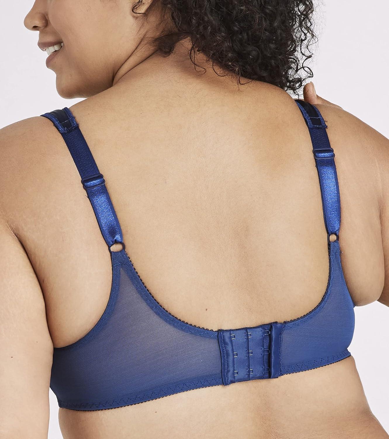 imageBali Womens Minimizer Bra Satin Tracings Underwire Bra Bustline Slimmer Full Coverage BraIn the Navy Scroll