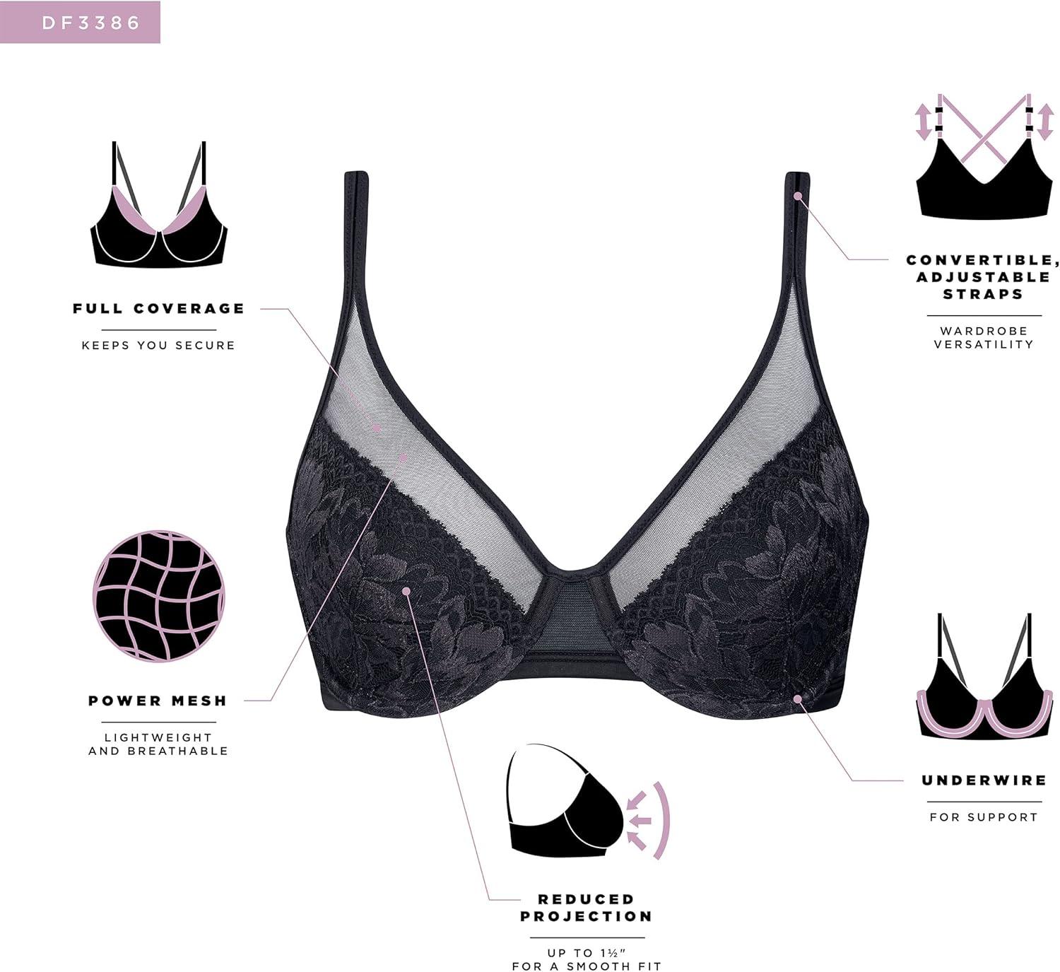 imageBali Womens One Smooth U Lace Minimizer Bra Underwire FullCoverage Convertible BraEvening Blush