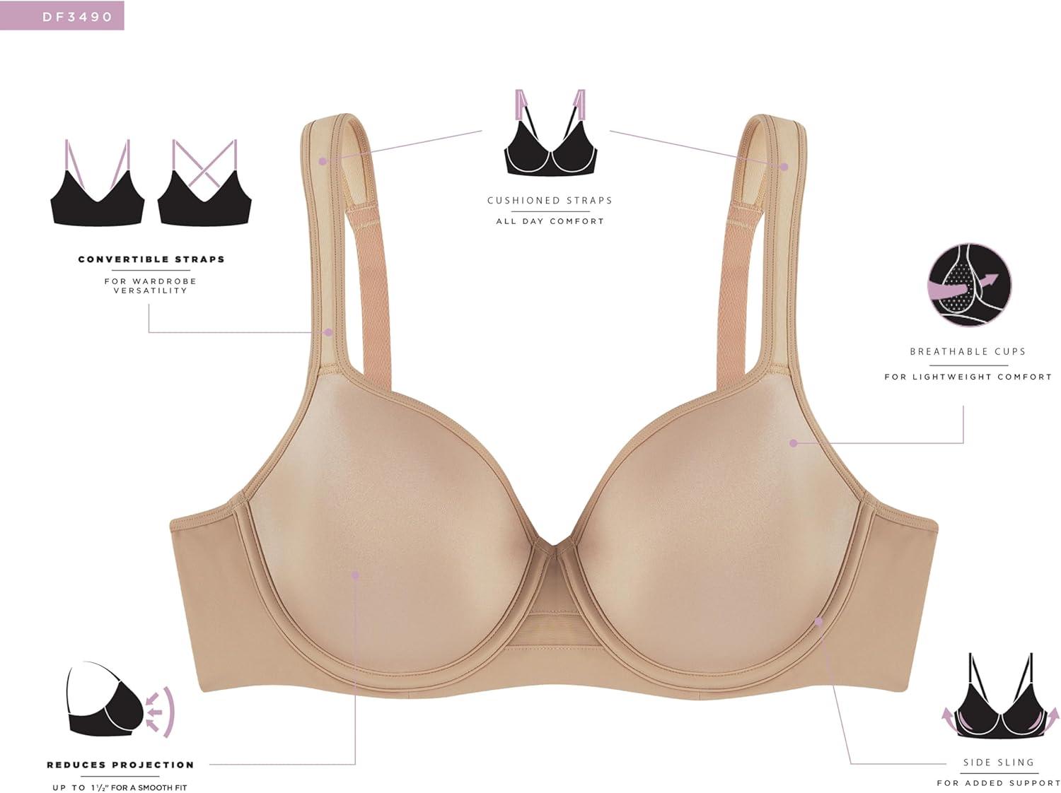 imageBali Womens One Smooth U Ultra Light Minimizer Underwire Bra Df3490Sandshell