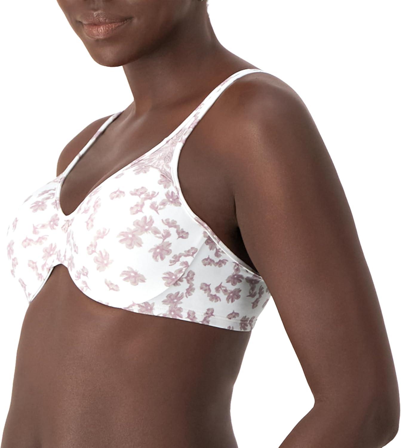 imageBali Womens Passion for Comfort Minimizer Bra FullCoverage Underwire Bra Seamless CupsWhite Floral Print
