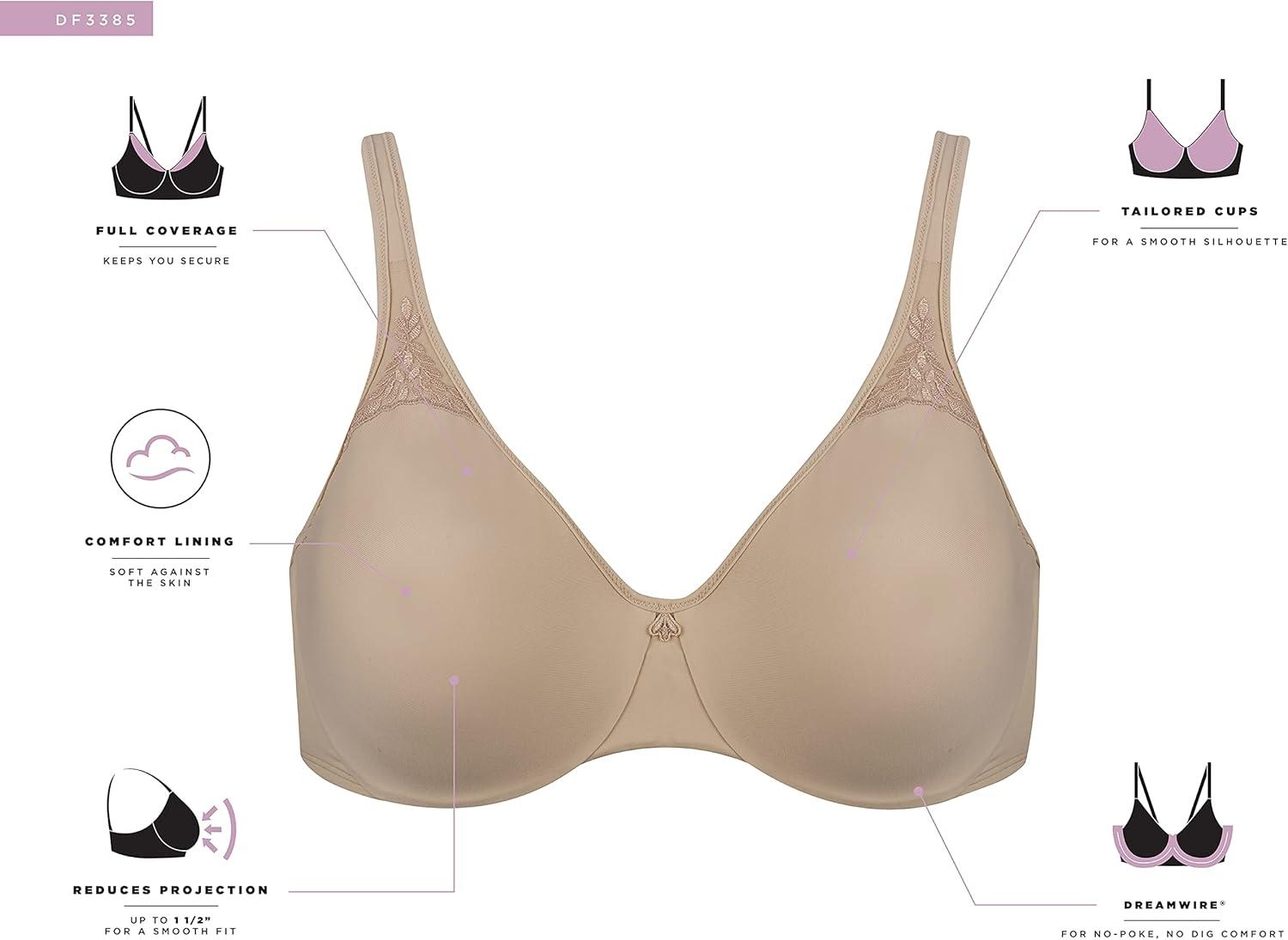 imageBali Womens Passion for Comfort Minimizer Bra FullCoverage Underwire Bra Seamless CupsWhite Floral Print