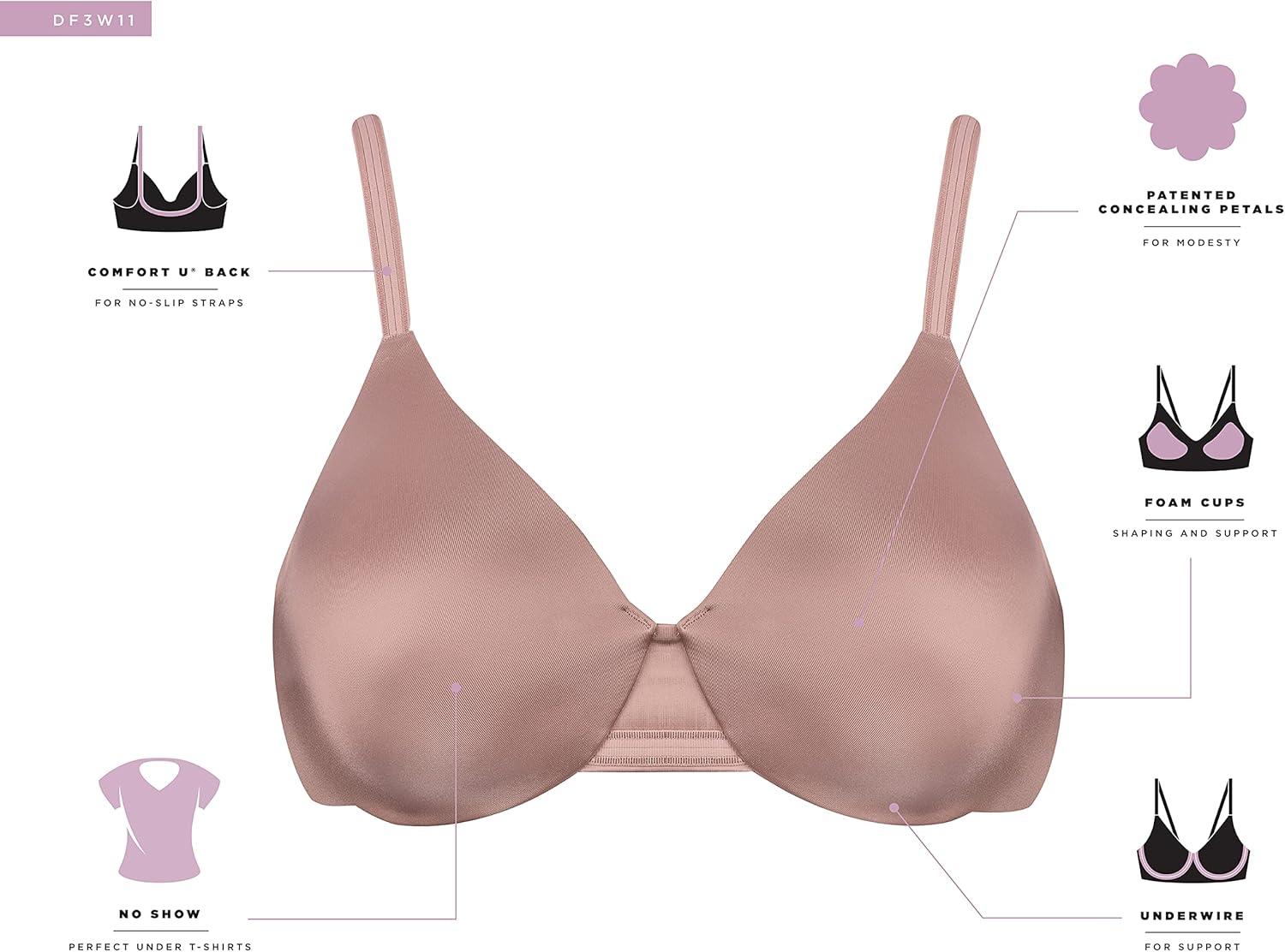 imageBali Womens Underwire Bra DF3W11 One Smooth U BackSmoothing Bras for Women Concealing Full CoverageBlack