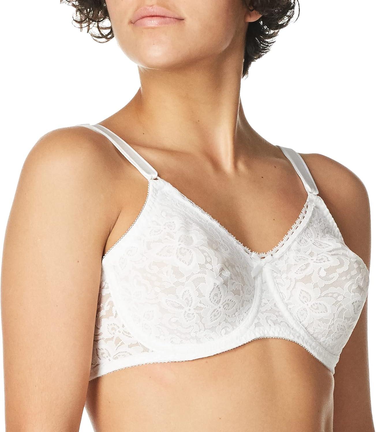 imageBali Womens Underwire Bra Lace N Smooth Lace FullCoverage Bra with StayinPlace StrapsWhite