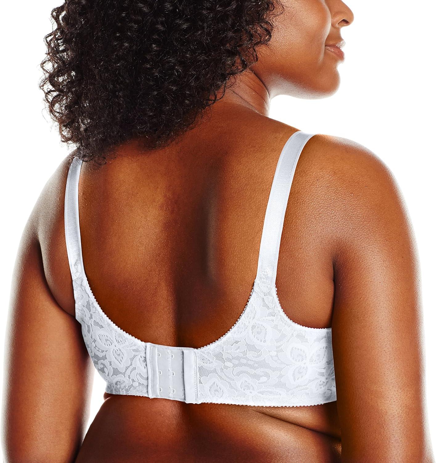 imageBali Womens Underwire Bra Lace N Smooth Lace FullCoverage Bra with StayinPlace StrapsWhite