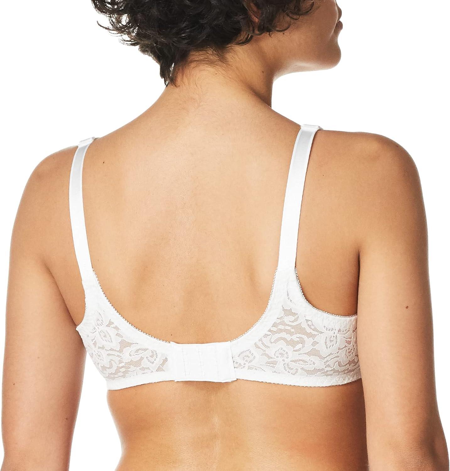 imageBali Womens Underwire Bra Lace N Smooth Lace FullCoverage Bra with StayinPlace StrapsWhite