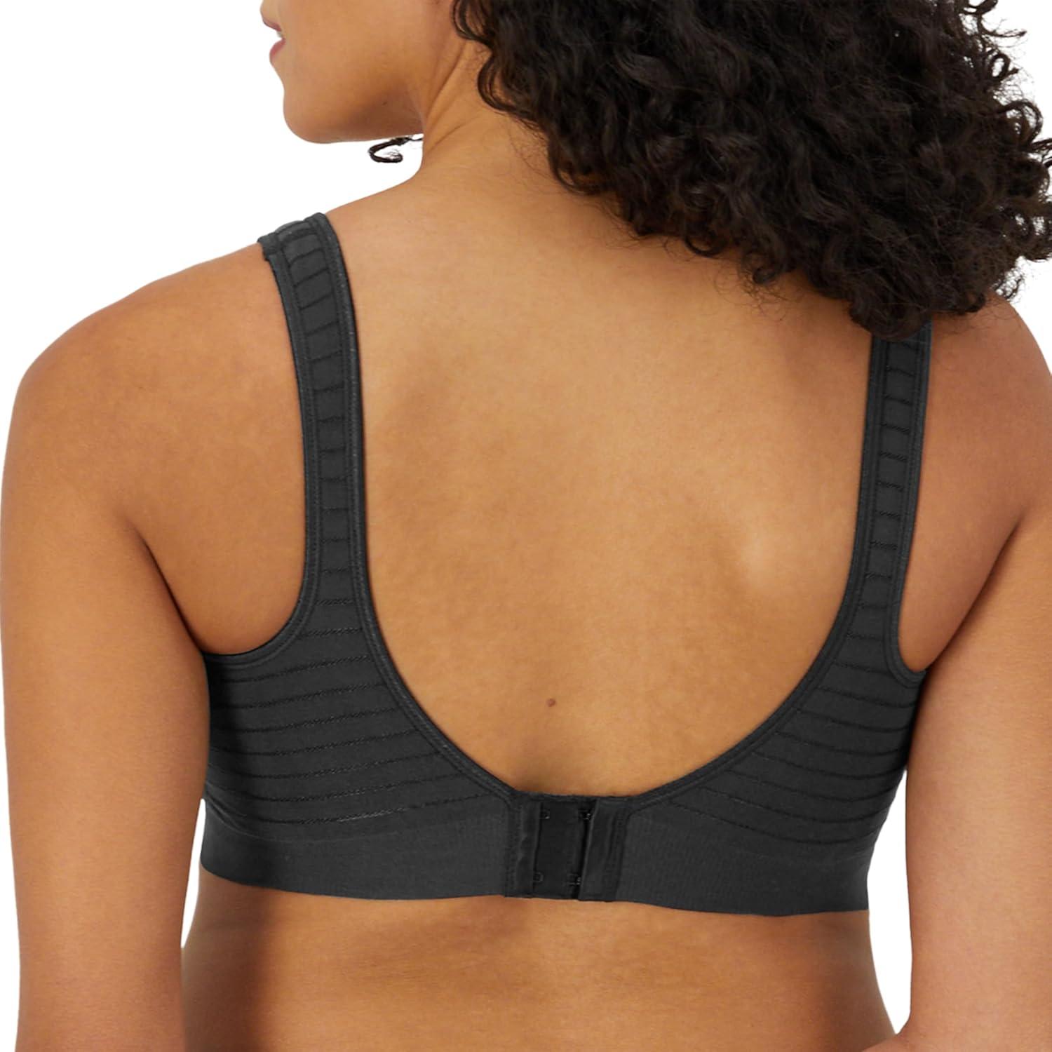 imageBali Womens Wireless Bra Comfort Revolution Seamless TShirt Bra ComfortFlex Fit MoistureWickingBlack Stripe
