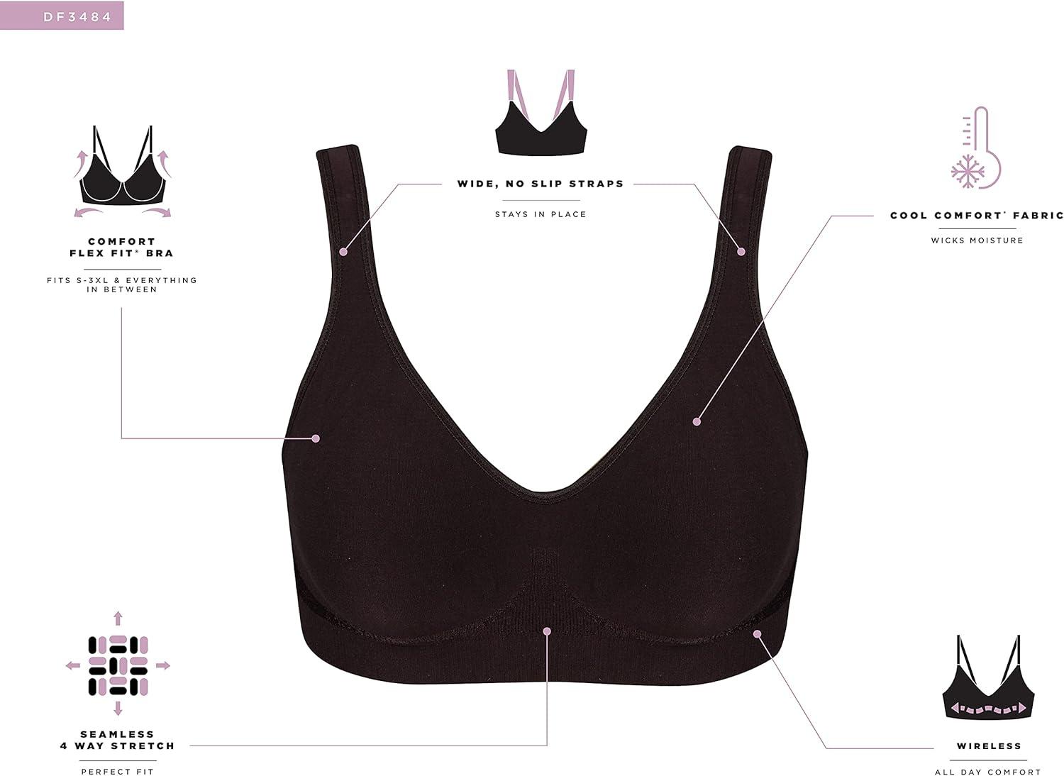 imageBali Womens Wireless Bra Comfort Revolution Seamless TShirt Bra ComfortFlex Fit MoistureWickingIn the Navy Stripe