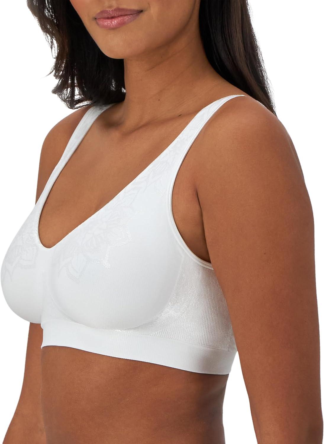 imageBali Womens Wireless Bra Comfort Revolution Seamless TShirt Bra ComfortFlex Fit MoistureWickingWhite Aztec