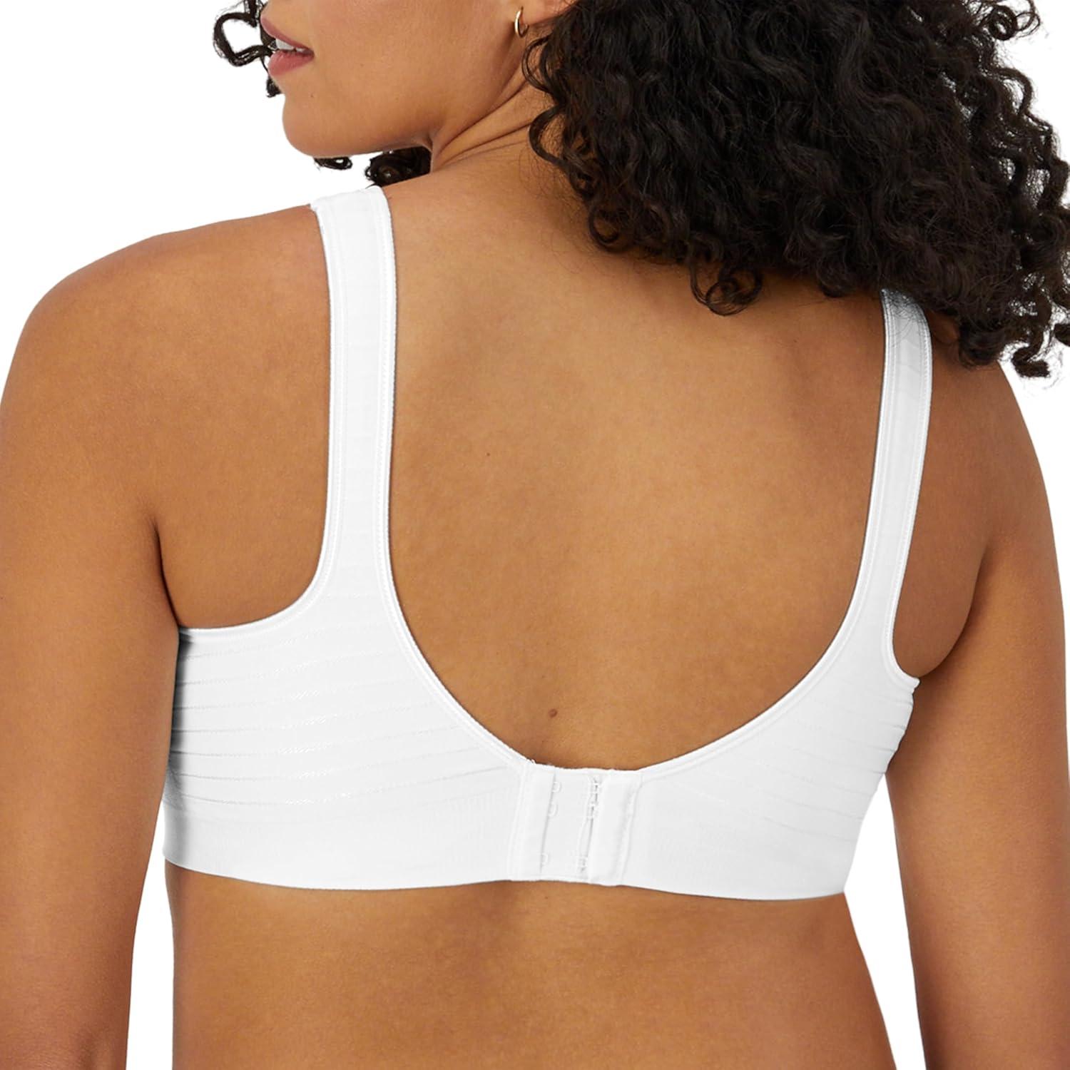 imageBali Womens Wireless Bra Comfort Revolution Seamless TShirt Bra ComfortFlex Fit MoistureWickingWhite Stripe