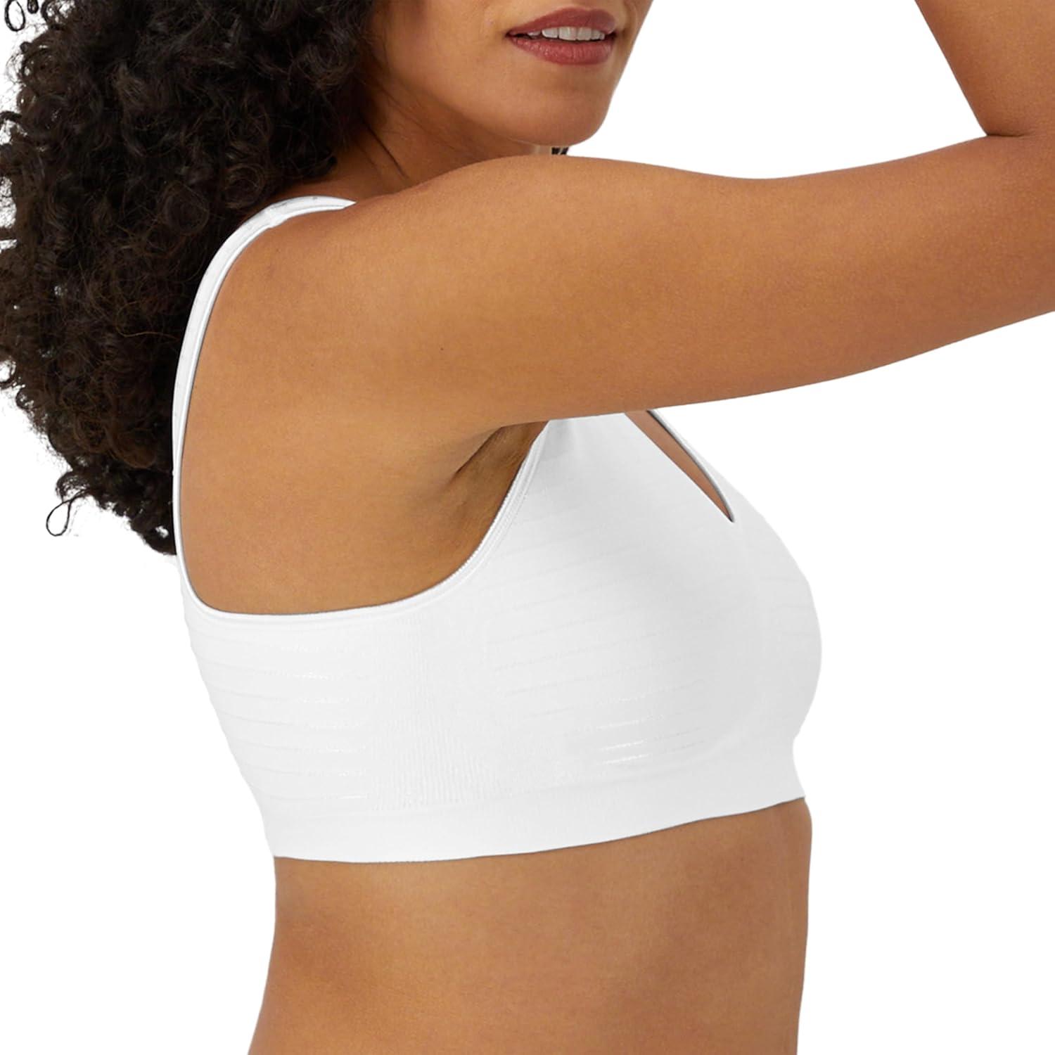 imageBali Womens Wireless Bra Comfort Revolution Seamless TShirt Bra ComfortFlex Fit MoistureWickingWhite Stripe