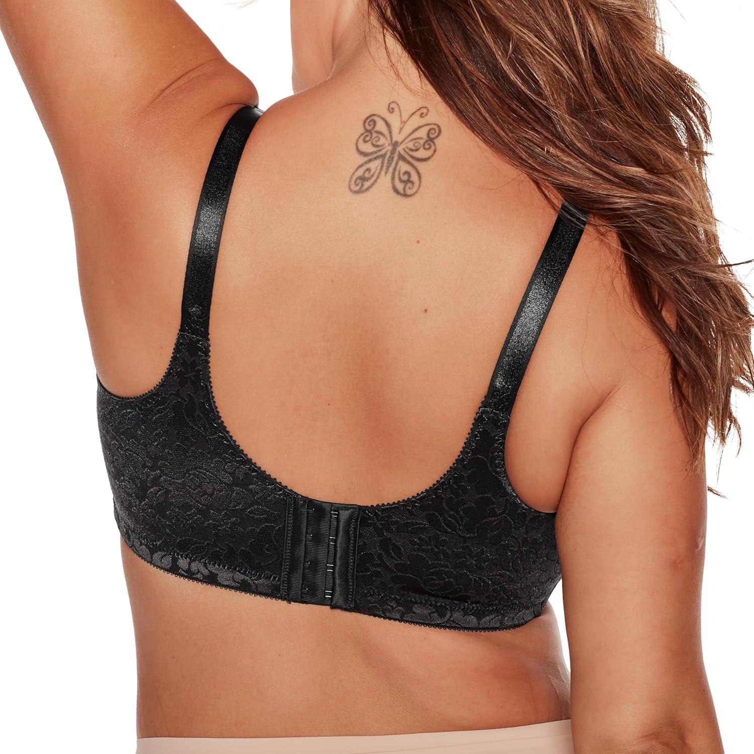 imageBali Womens Wireless Lace Bra Double Support Lace Bras for Women StayinPlace Straps Full Coverage ComfortableBlack