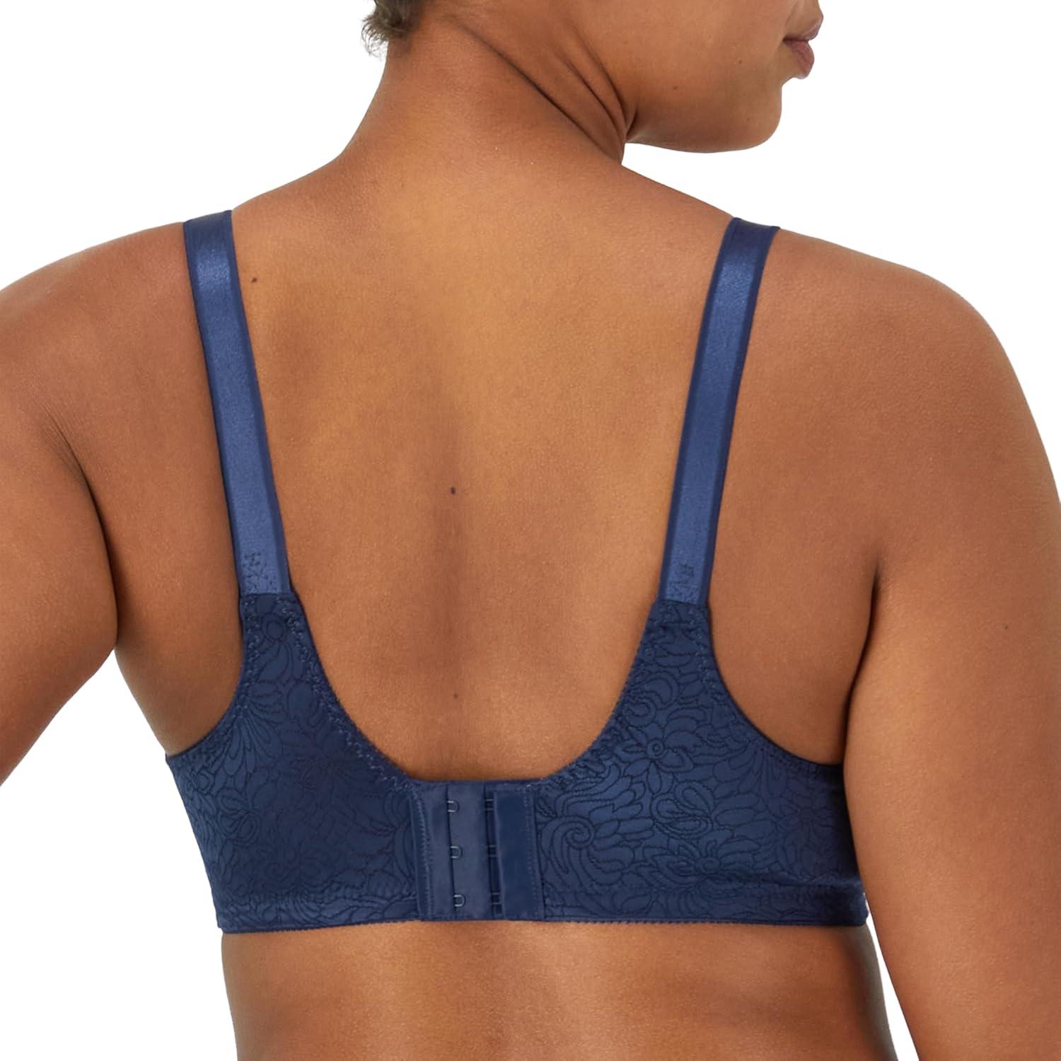 imageBali Womens Wireless Lace Bra Double Support Lace Bras for Women StayinPlace Straps Full Coverage ComfortableIn the Navy