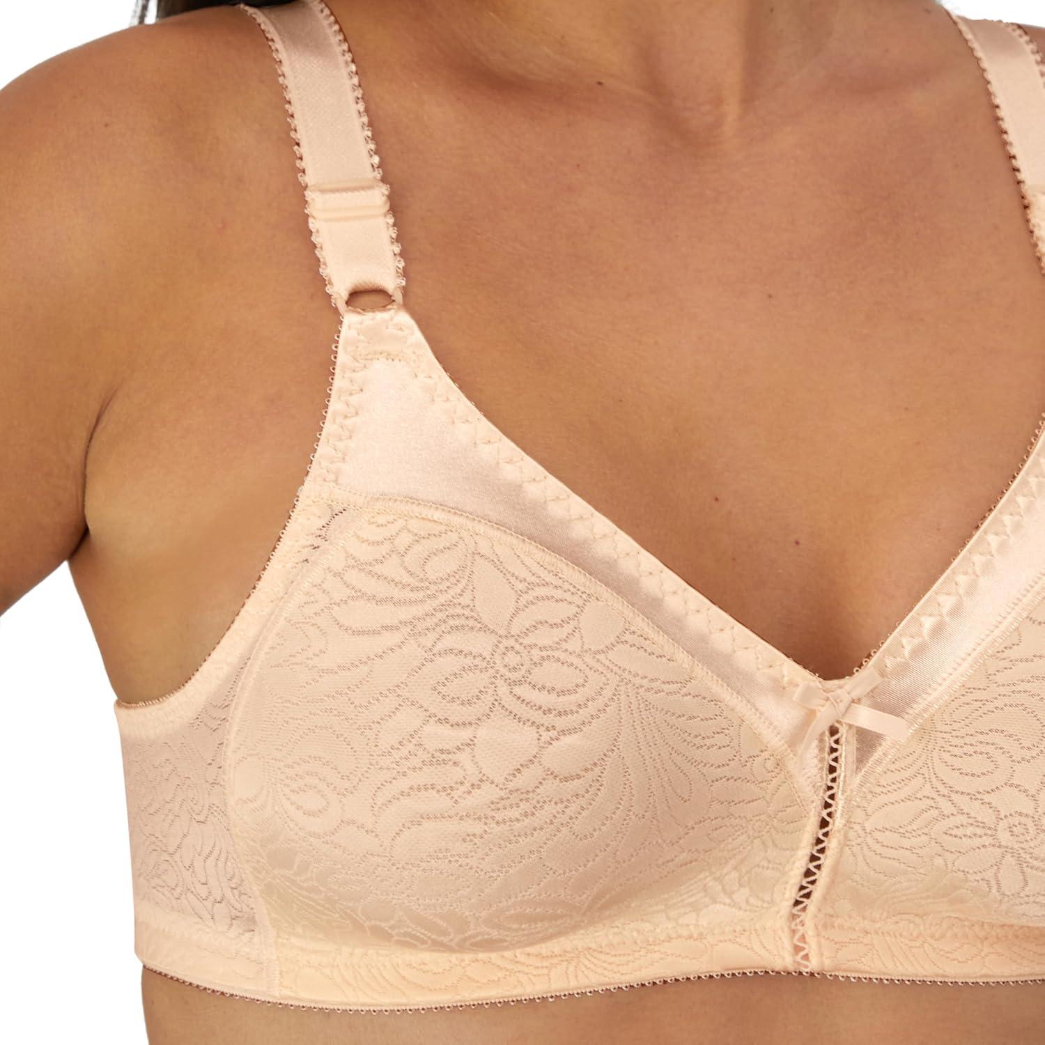imageBali Womens Wireless Lace Bra Double Support Lace Bras for Women StayinPlace Straps Full Coverage ComfortablePorcelain