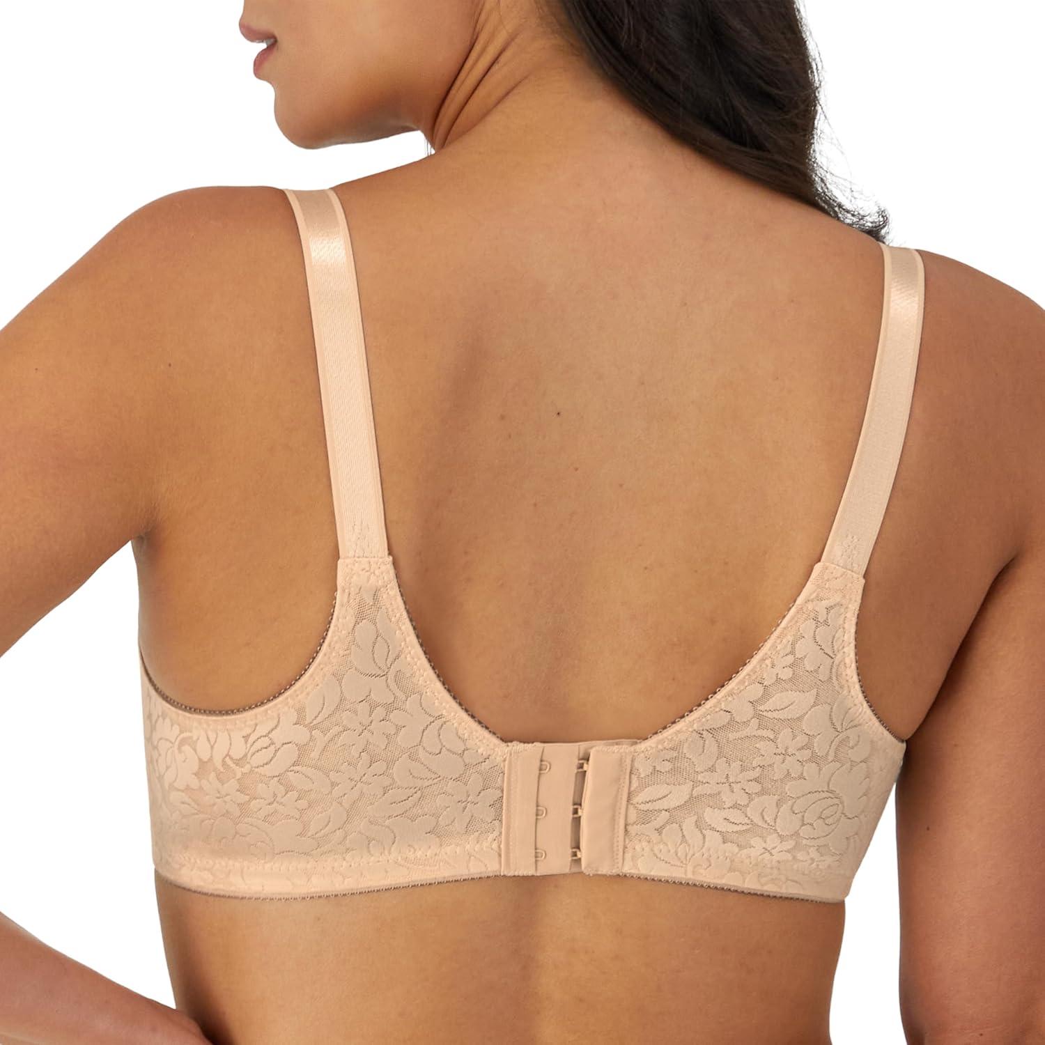 imageBali Womens Wireless Lace Bra Double Support Lace Bras for Women StayinPlace Straps Full Coverage ComfortableSoft Taupe