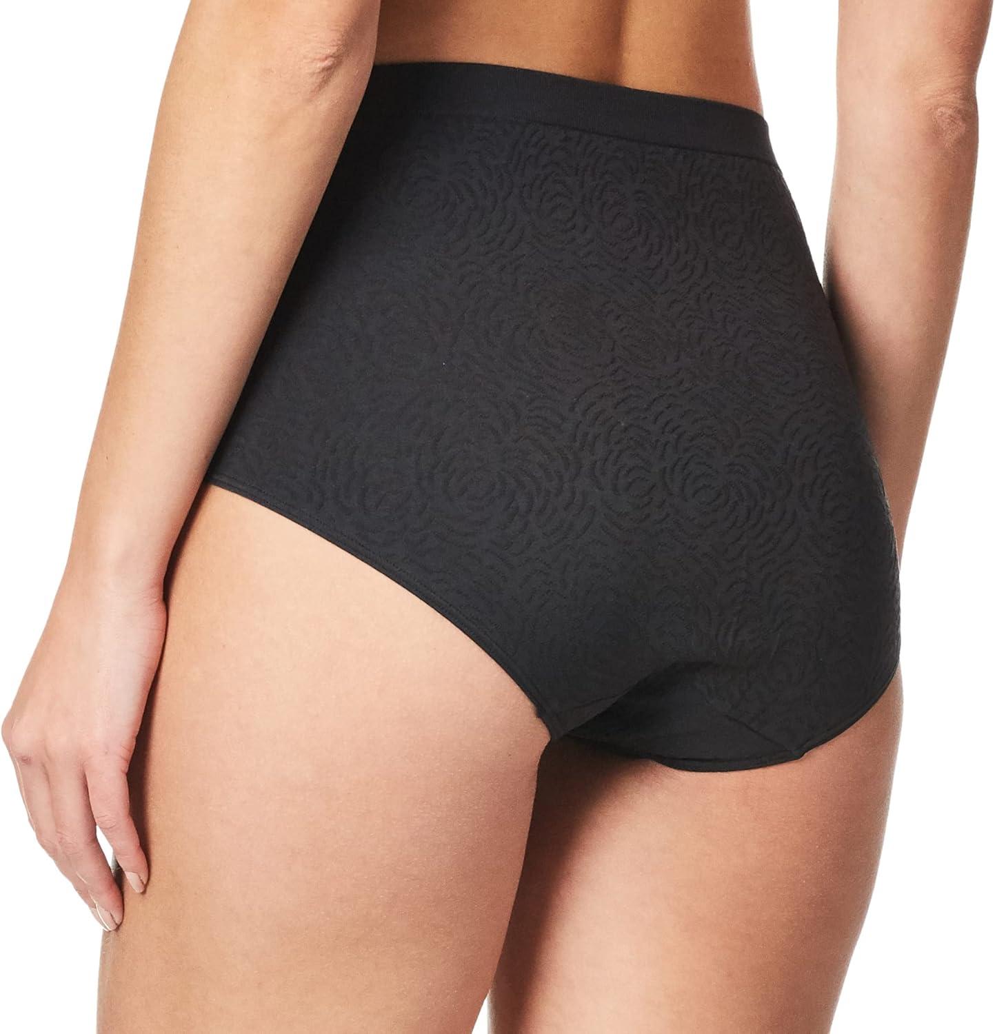 imageBali womens Comfort Revolution Seamless Brief Panty Microfiber Stretch Underwear Womens High Rise BriefBlack Damask
