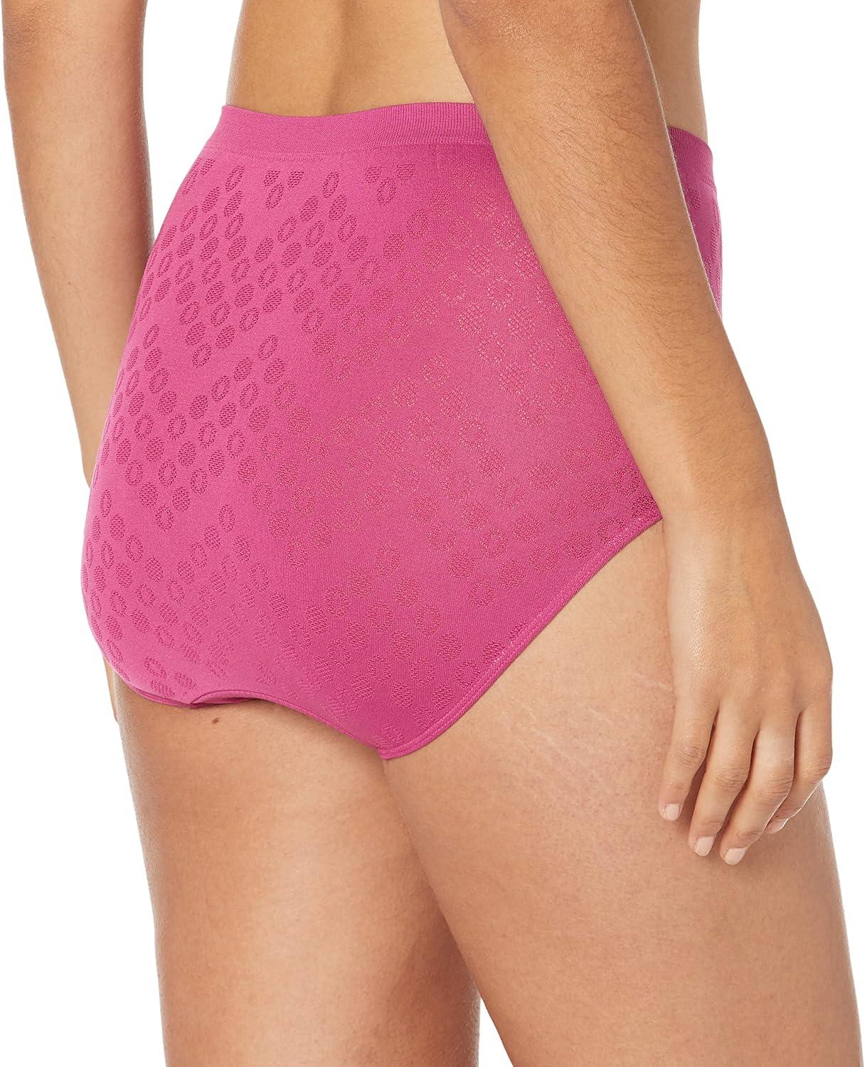imageBali womens Comfort Revolution Seamless Brief Panty Microfiber Stretch Underwear Womens High Rise BriefDahlia Pink Dot