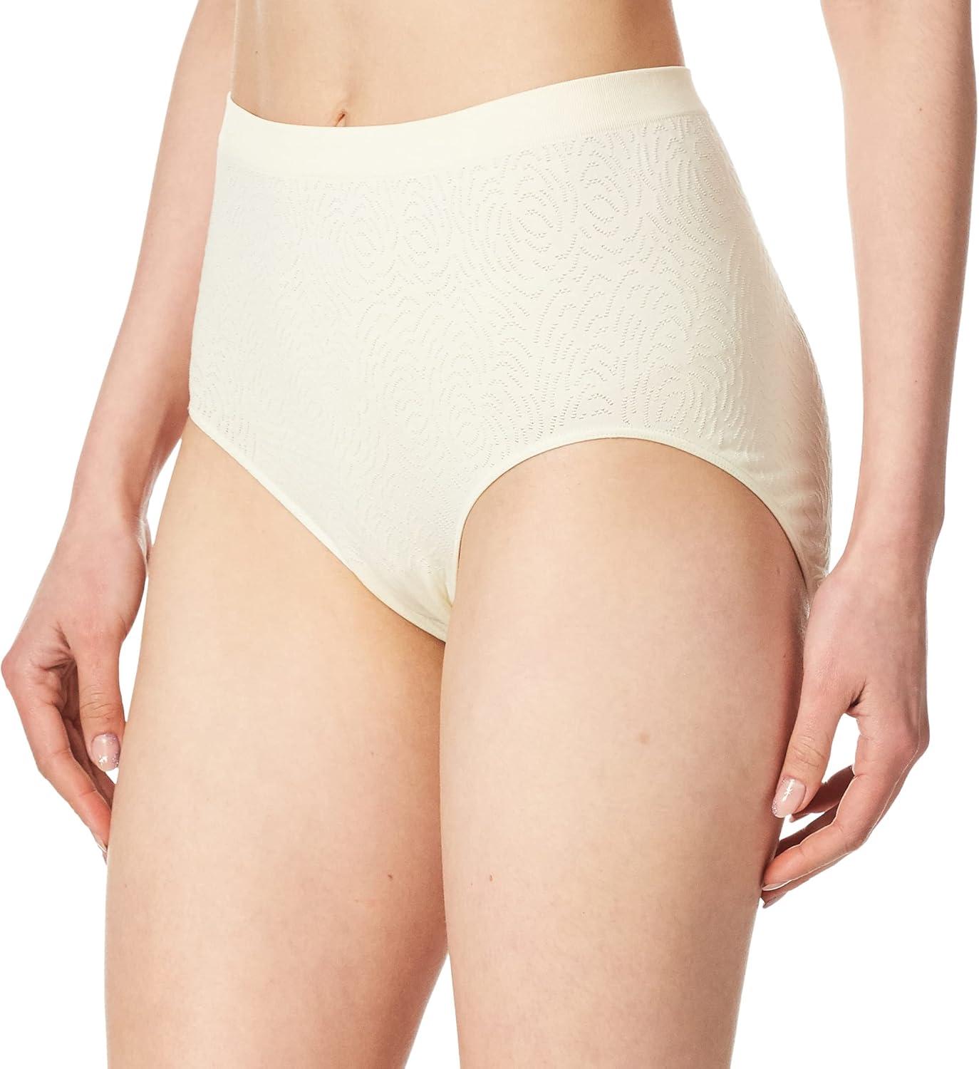 imageBali womens Comfort Revolution Seamless Brief Panty Microfiber Stretch Underwear Womens High Rise BriefLight Beige Damask