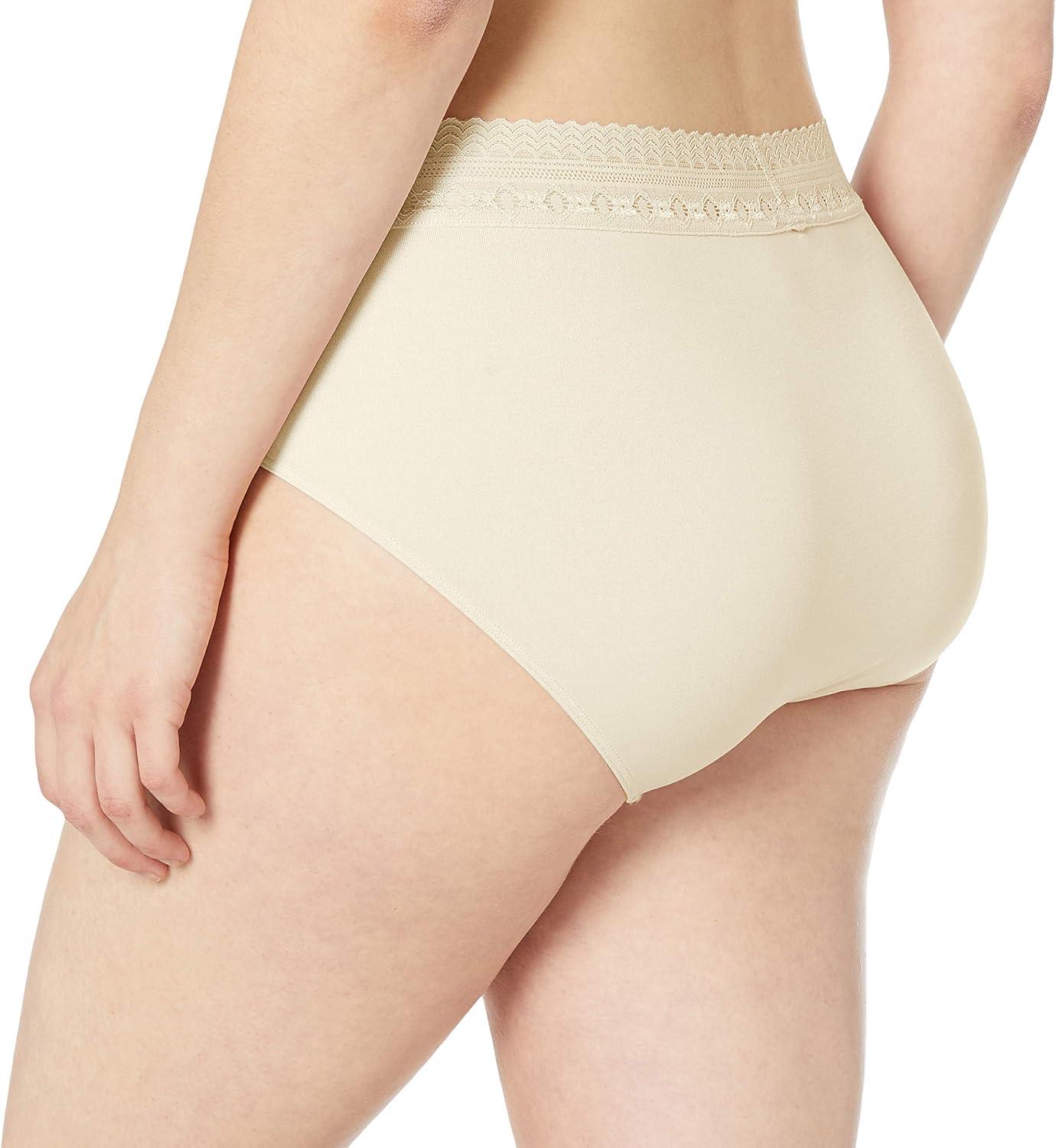 imageBali womens Comfort Revolution Seamless Brief Panty Microfiber Stretch Underwear Womens High Rise BriefLight Beige Lace