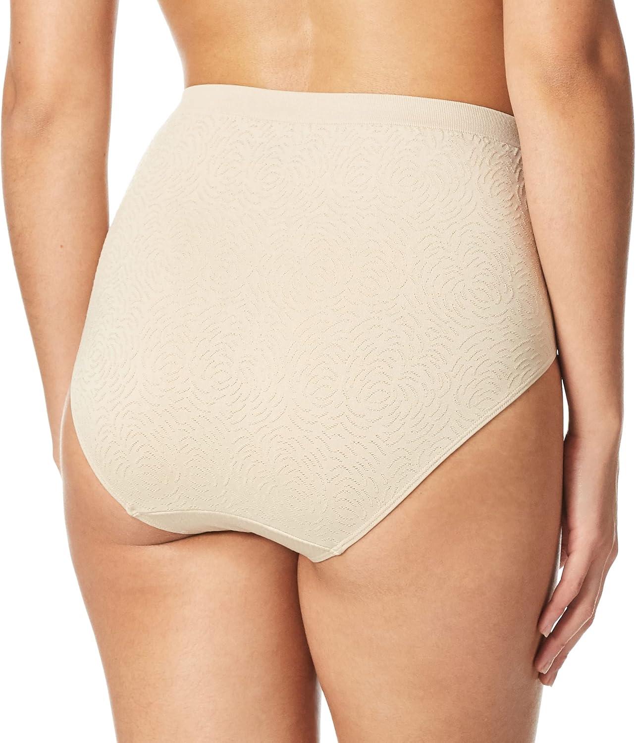 imageBali womens Comfort Revolution Seamless Brief Panty Microfiber Stretch Underwear Womens High Rise BriefNude Damask