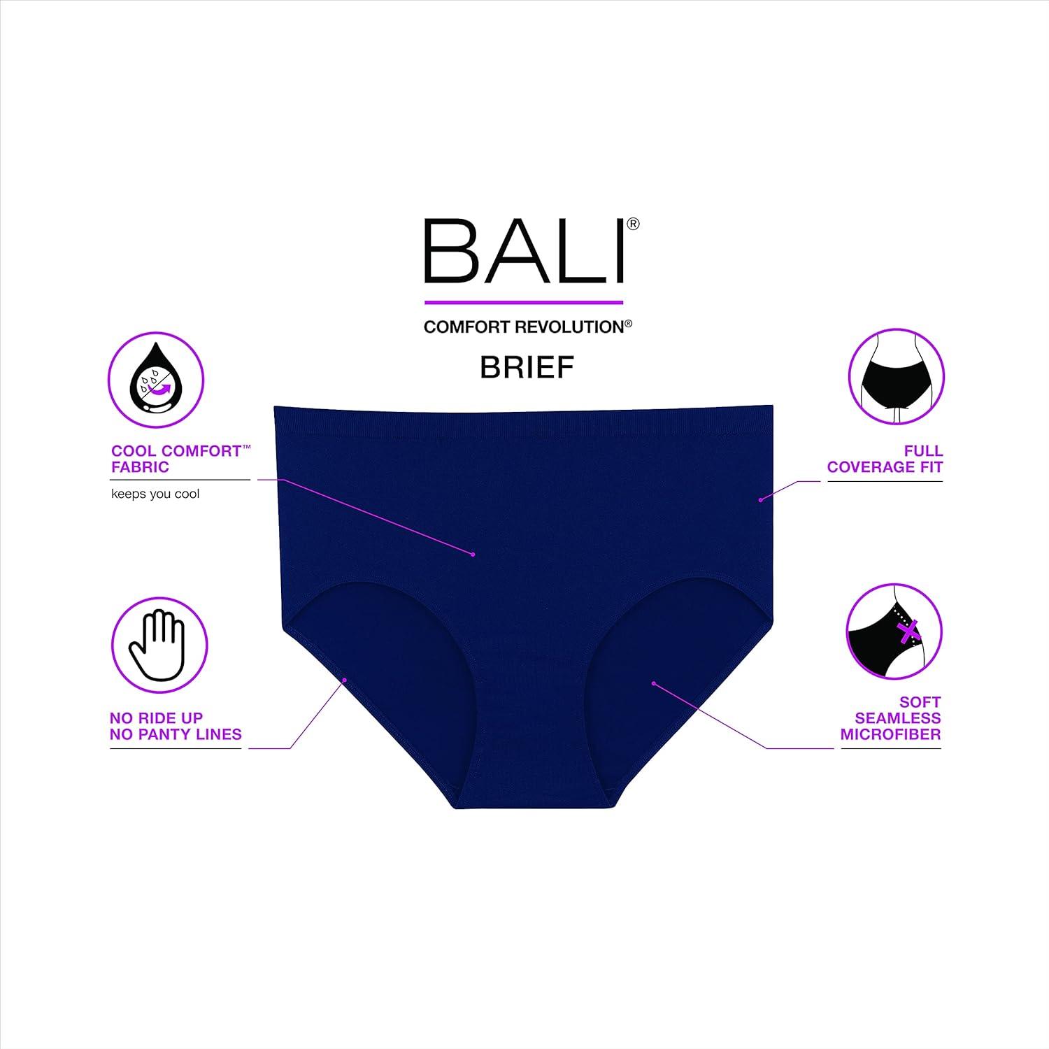 imageBali womens Comfort Revolution Seamless Brief Panty Microfiber Stretch Underwear Womens High Rise BriefNude Damask