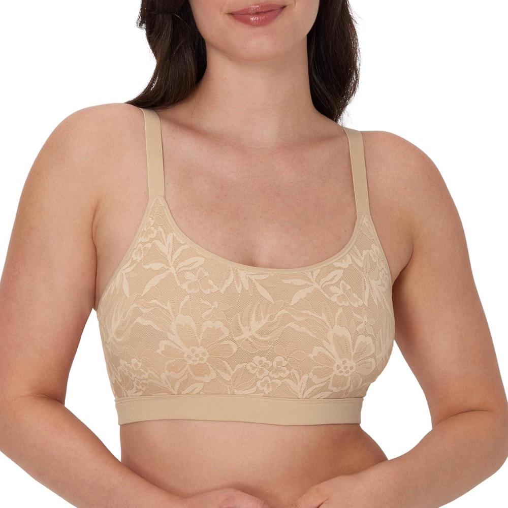 imageBali Womens Breathe Bralette Cotton Modal Wireless Bra Lightweight Breathable Pullover Bralette Convertible StrapsAlmond