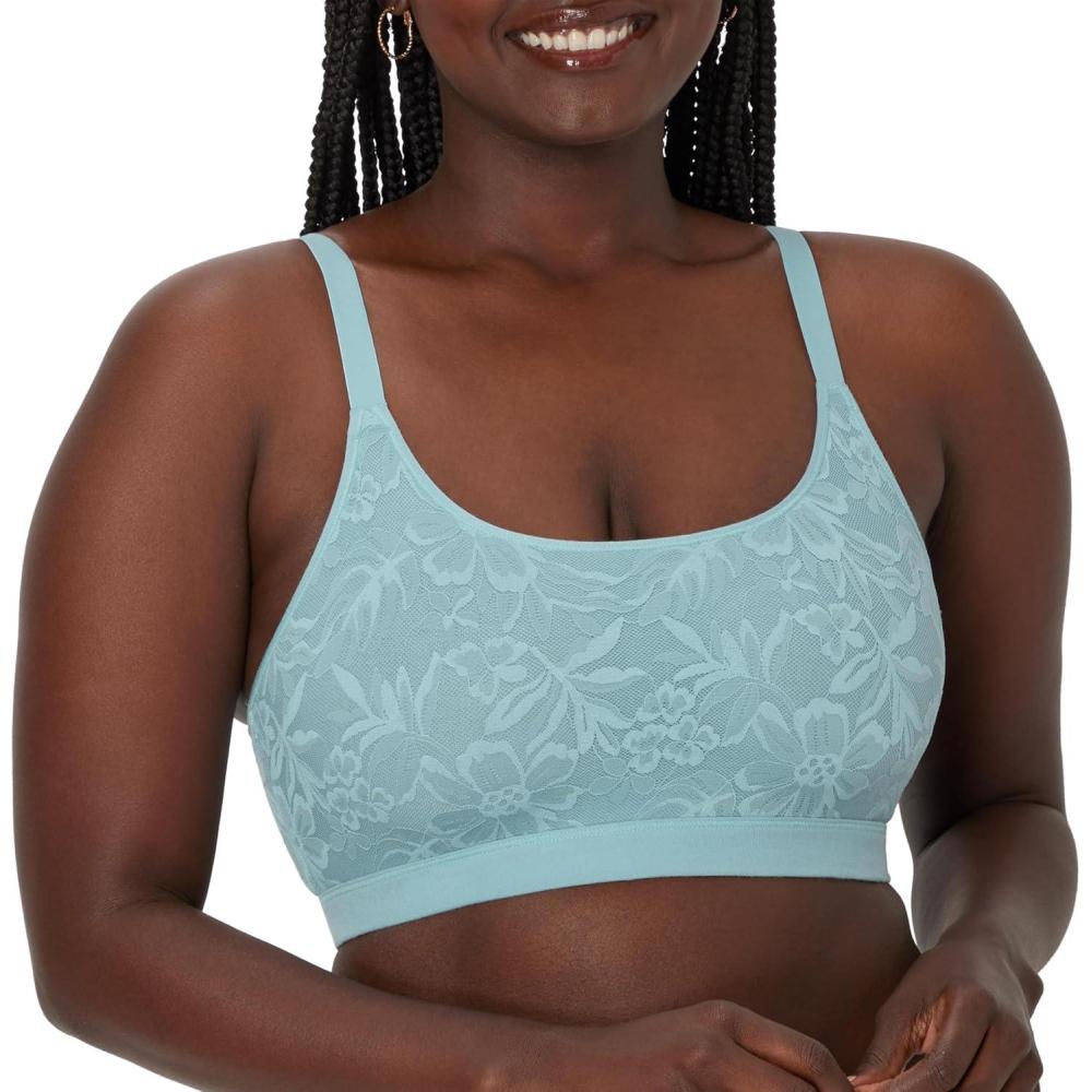 imageBali Womens Breathe Bralette Cotton Modal Wireless Bra Lightweight Breathable Pullover Bralette Convertible StrapsBlue Patina