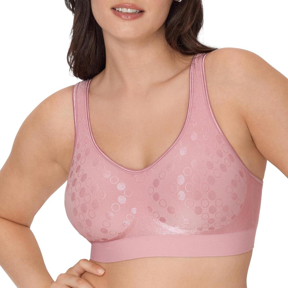 imageBali Womens Comfort Revolution Wireless Bra ComfortFlex Fit FullCoverage Bra DF3488Rose Tea Dot