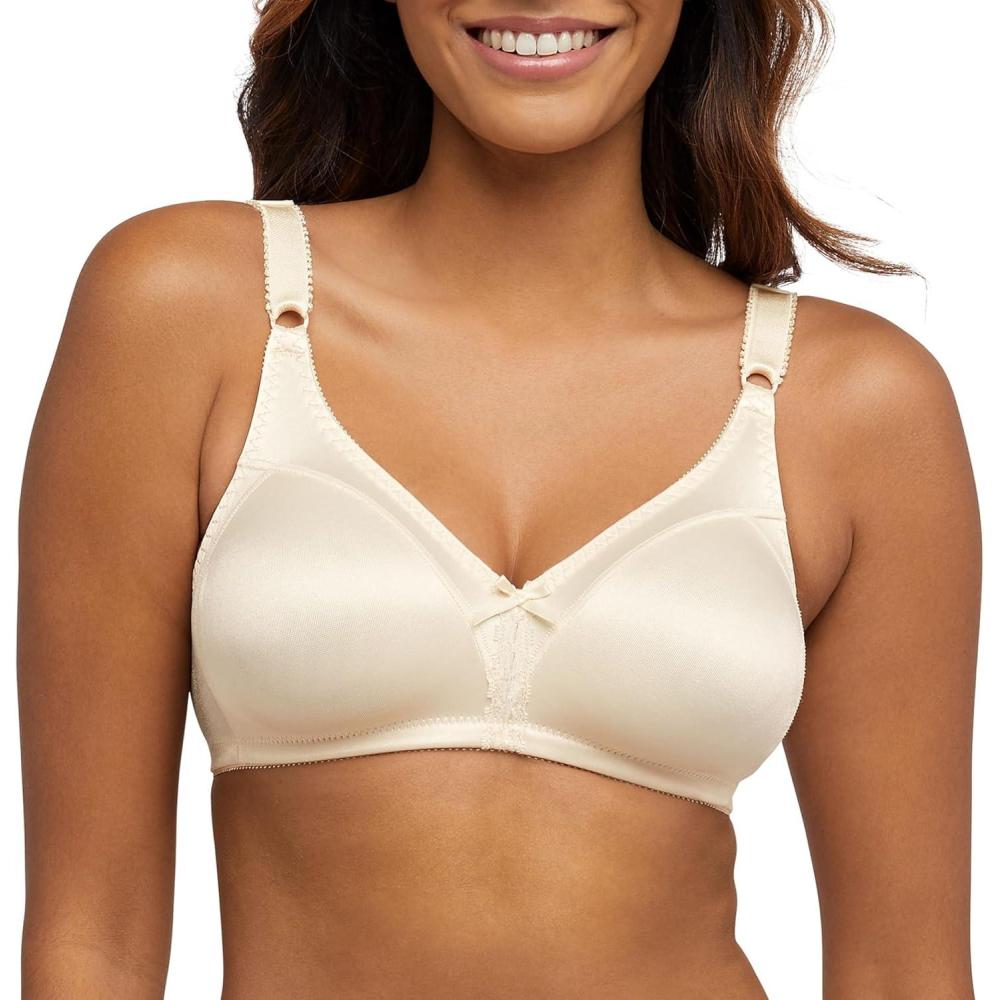 imageBali Womens Double Support Wireless Bra Comfortsoft Fullcoverage Wirefree Bra Df3820Light Beige