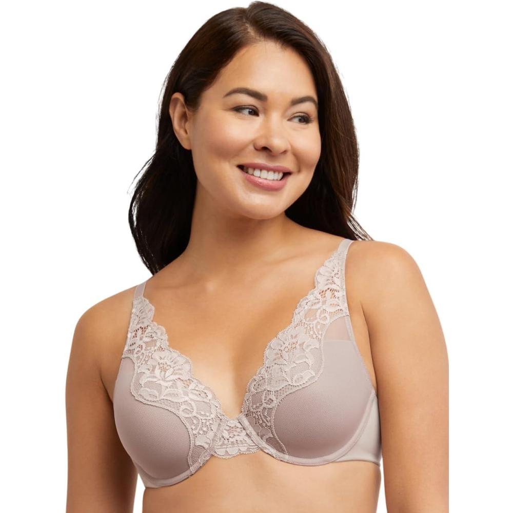 imageBali Womens Lace Underwire Bra One Smooth U Comfort Stretch FullCoverage Convertible BraEvening Blush