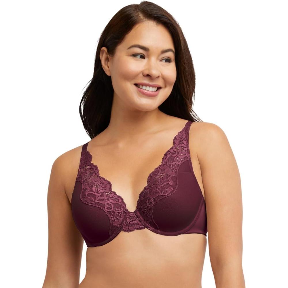 imageBali Womens Lace Underwire Bra One Smooth U Comfort Stretch FullCoverage Convertible BraNightfire Red