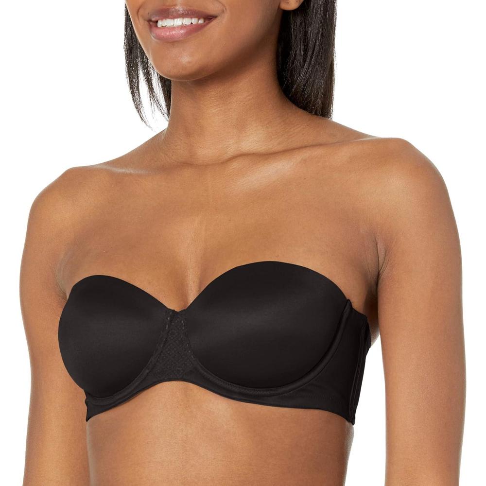 imageBali Womens One Smooth U Strapless Bra Ultimate Stay in Place 7Way Multiway Underwire Bra Full CoverageBlack