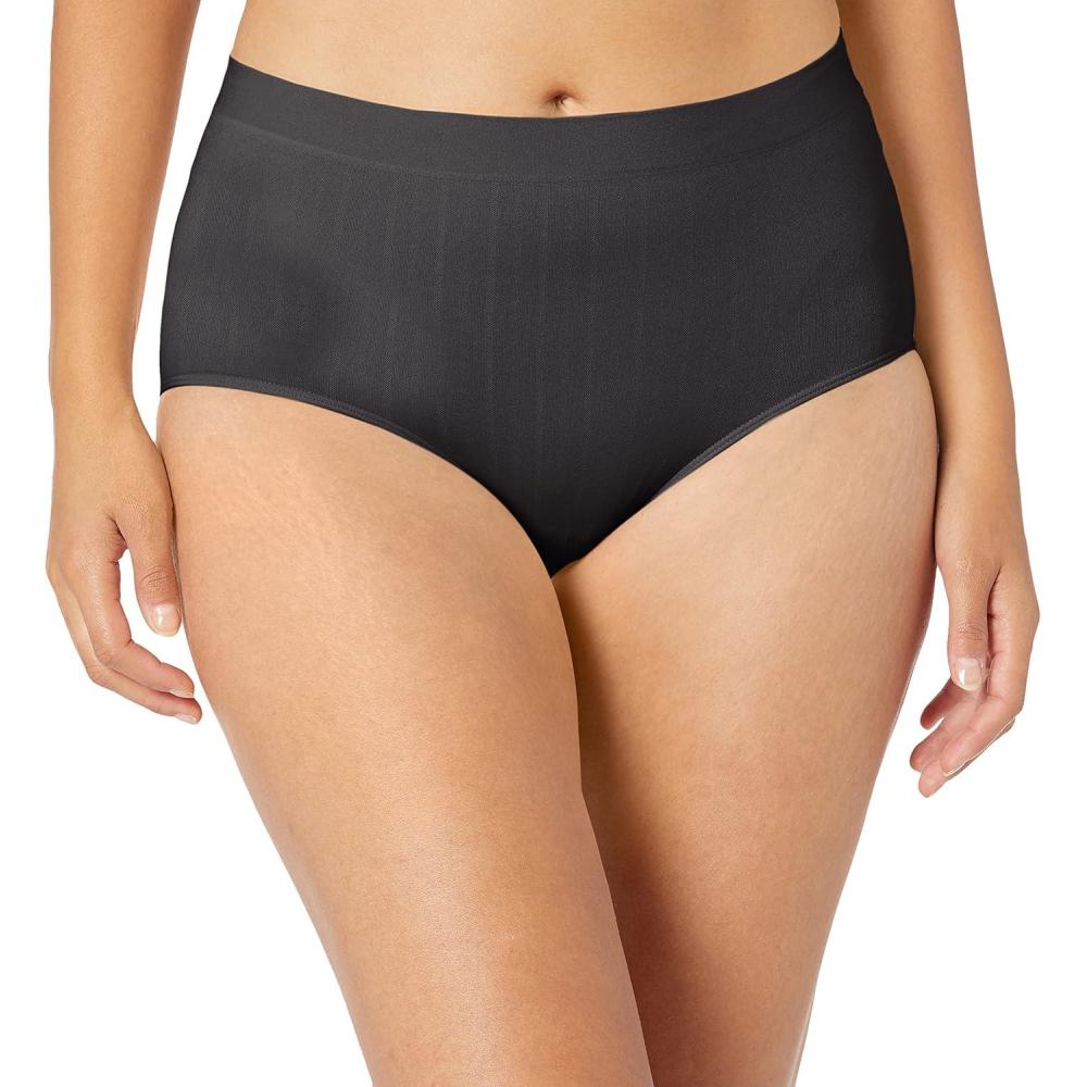 imageBali Womens Seamless Underwear Smoothing Brief Panties FullCoverage Stretch Microfiber Underwear for WomenBlack Pointelle