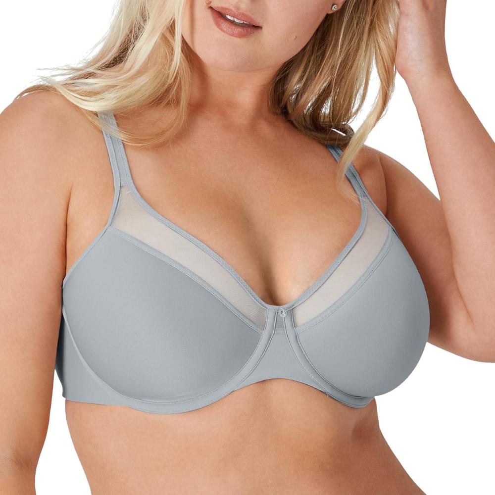 imageBali Womens Seamless Underwire Bra One Smooth U Smoothing Underwire Bras for Women Convertible Straps Ultra LightCrystal Grey
