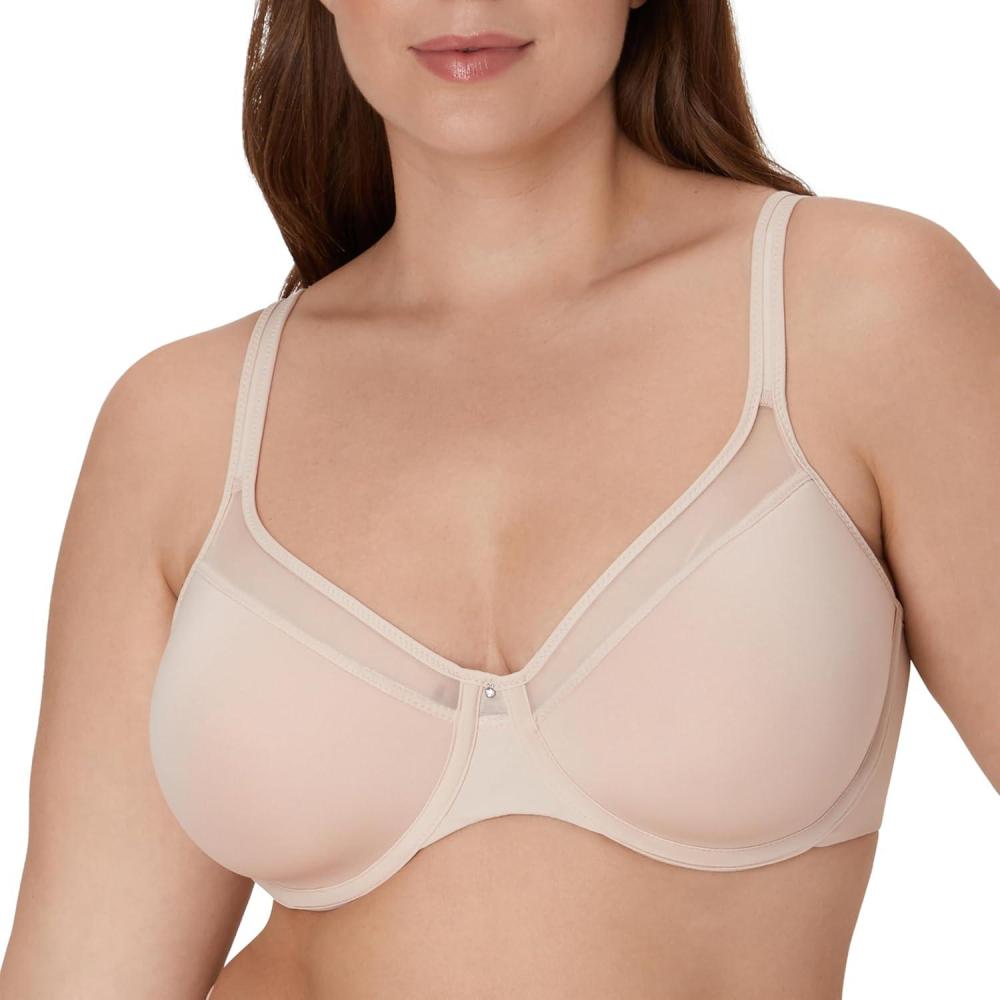 imageBali Womens Seamless Underwire Bra One Smooth U Smoothing Underwire Bras for Women Convertible Straps Ultra LightSandshell