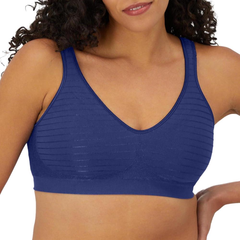 imageBali Womens Wireless Bra Comfort Revolution Seamless TShirt Bra ComfortFlex Fit MoistureWickingIn the Navy Stripe