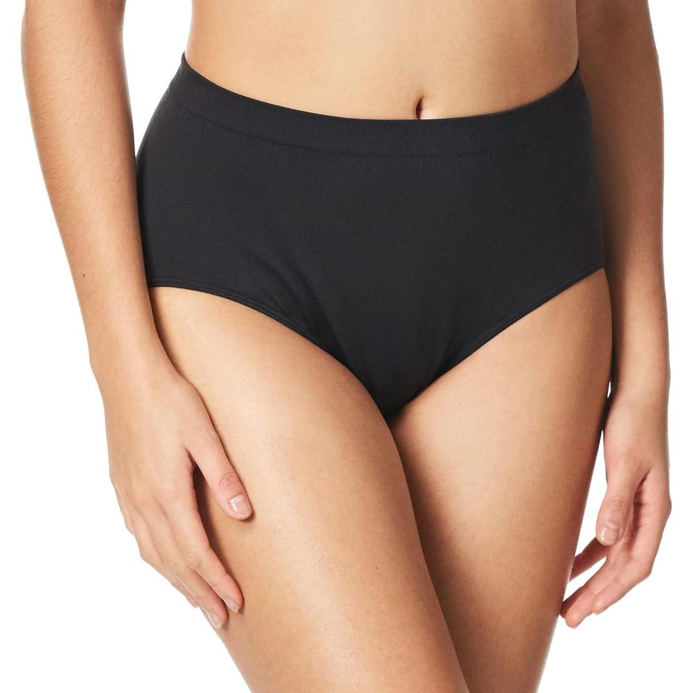 imageBali womens Comfort Revolution Seamless Brief Panty Microfiber Stretch Underwear Womens High Rise BriefBlack