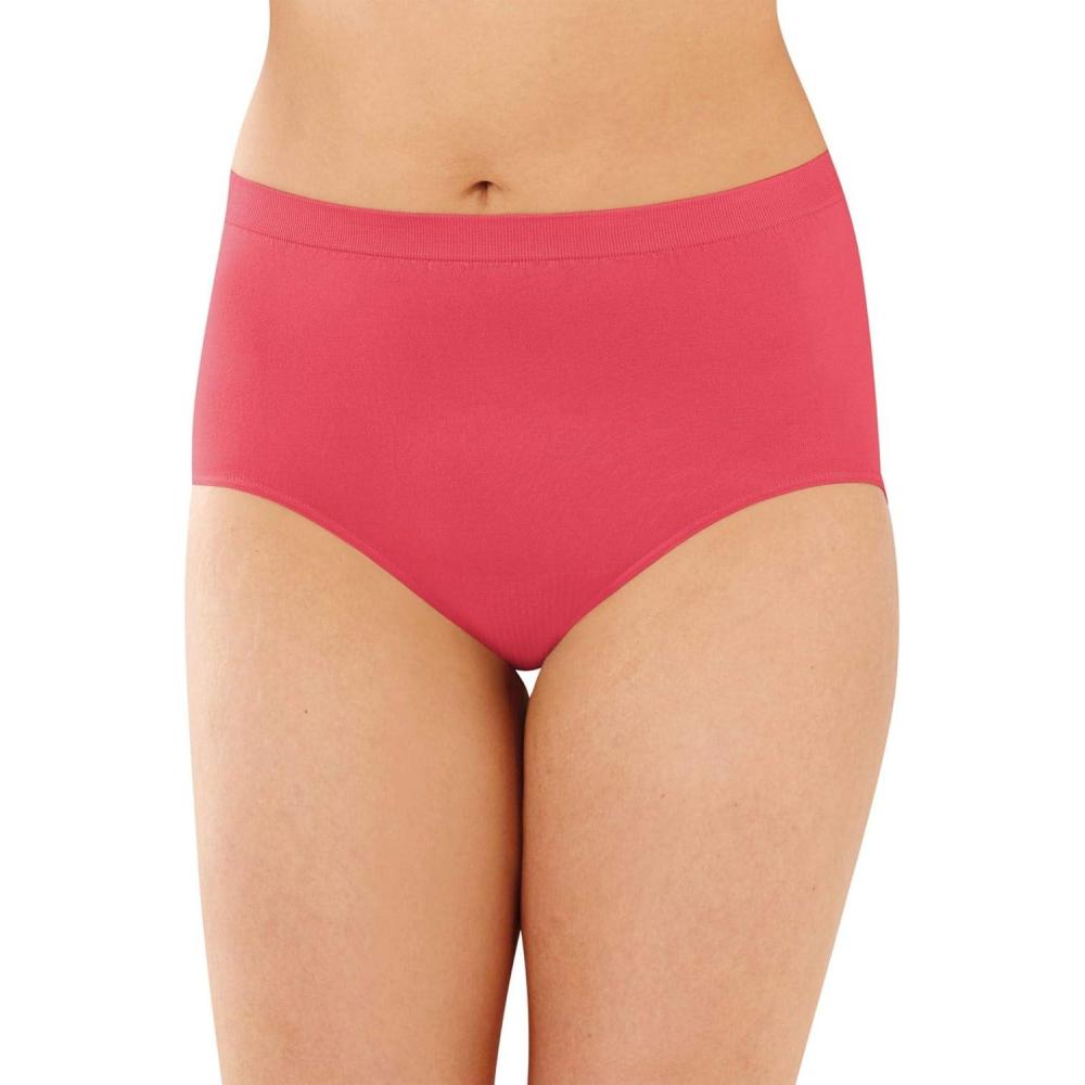 imageBali womens Comfort Revolution Seamless Brief Panty Microfiber Stretch Underwear Womens High Rise BriefClaret Red