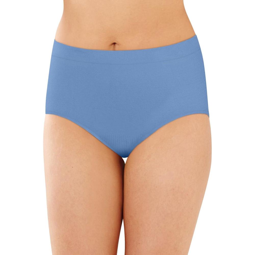 imageBali womens Comfort Revolution Seamless Brief Panty Microfiber Stretch Underwear Womens High Rise BriefHot Springs Blue