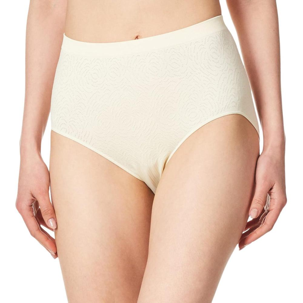 imageBali womens Comfort Revolution Seamless Brief Panty Microfiber Stretch Underwear Womens High Rise BriefLight Beige Damask
