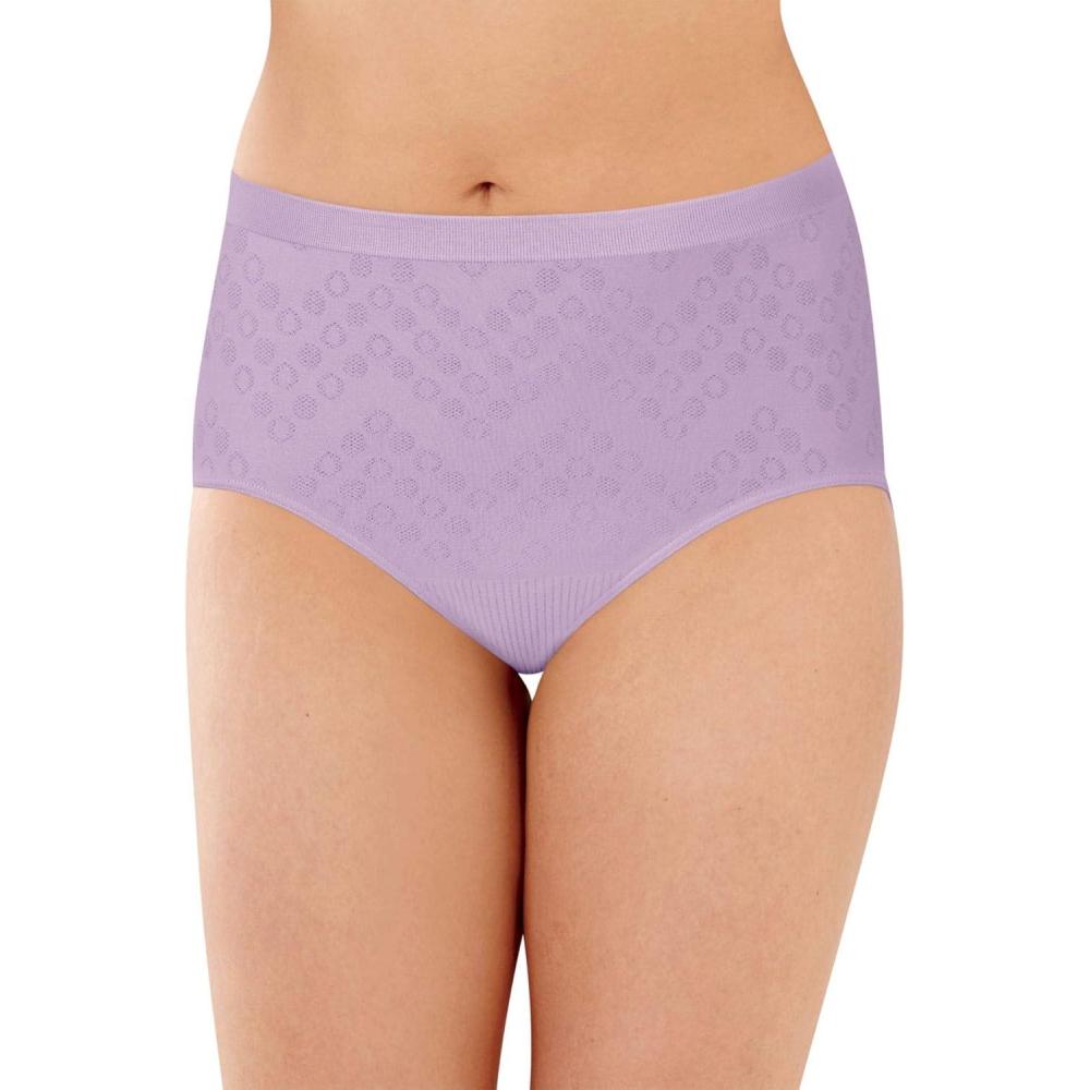 imageBali womens Comfort Revolution Seamless Brief Panty Microfiber Stretch Underwear Womens High Rise BriefMorning Orchid Dot