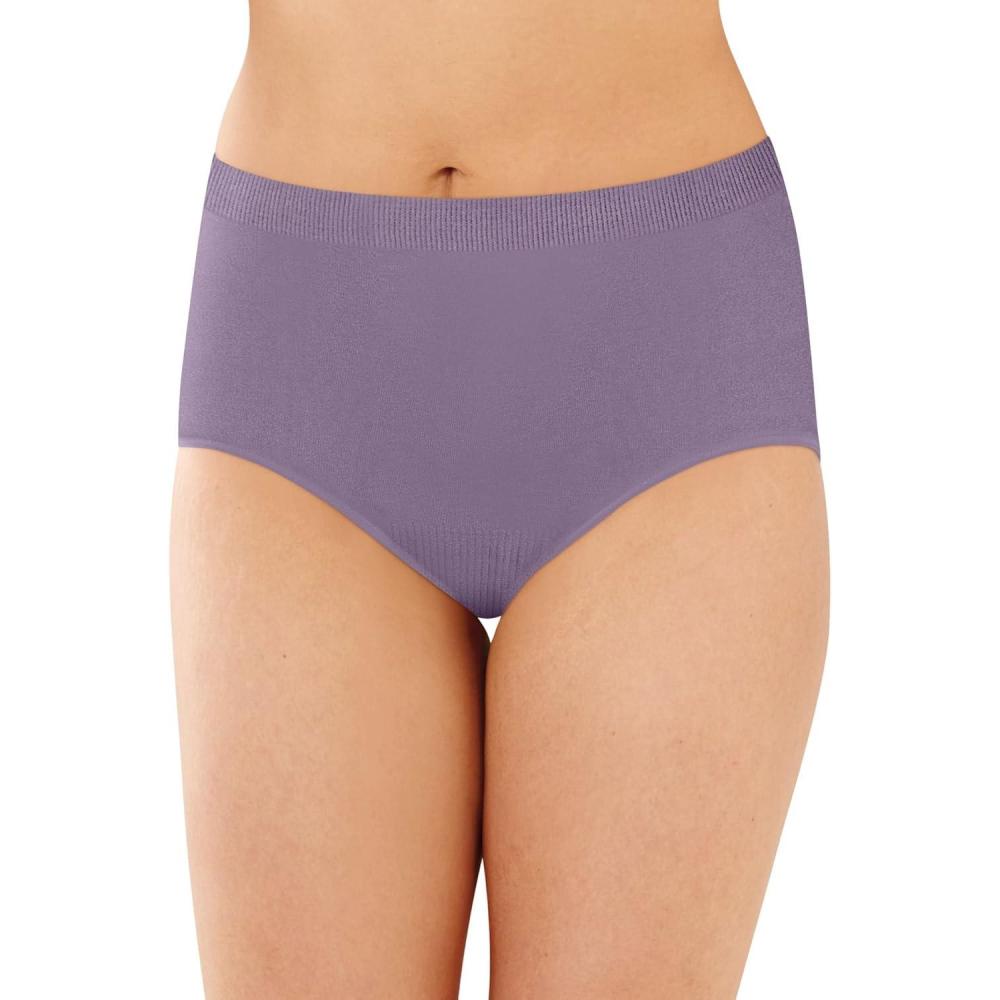 imageBali womens Comfort Revolution Seamless Brief Panty Microfiber Stretch Underwear Womens High Rise BriefPurple Shade