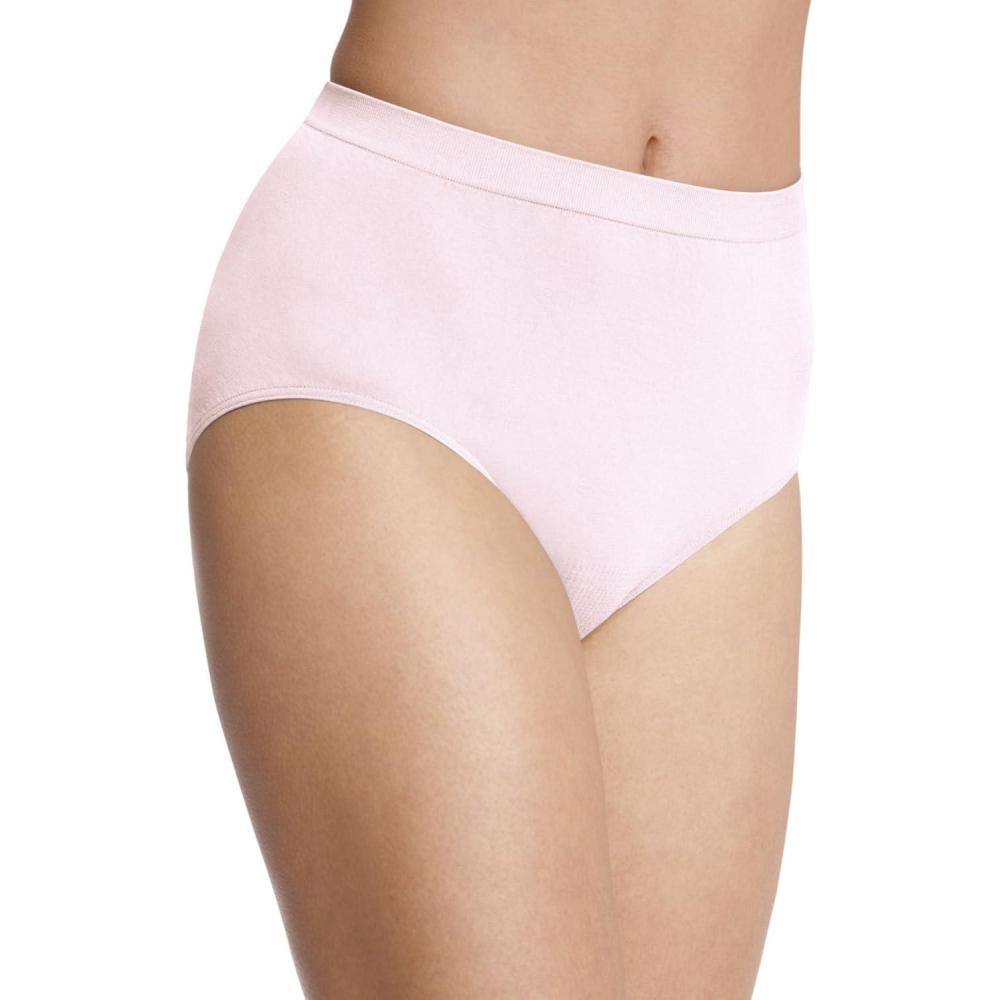 imageBali womens Comfort Revolution Seamless Brief Panty Microfiber Stretch Underwear Womens High Rise BriefSilken Pink