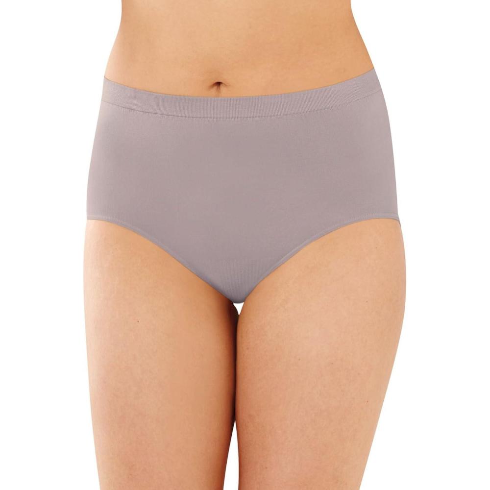 imageBali womens Comfort Revolution Seamless Brief Panty Microfiber Stretch Underwear Womens High Rise BriefWarm Steel