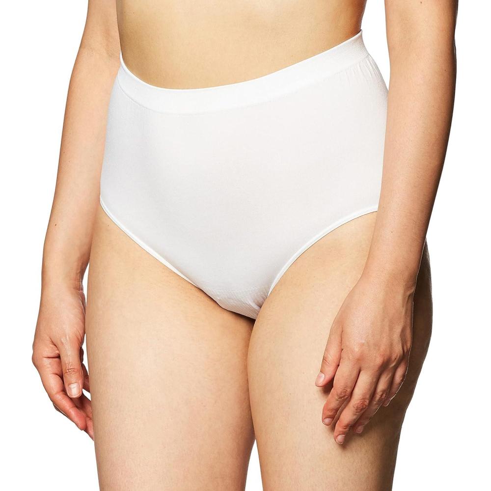 imageBali womens Comfort Revolution Seamless Brief Panty Microfiber Stretch Underwear Womens High Rise BriefWhite